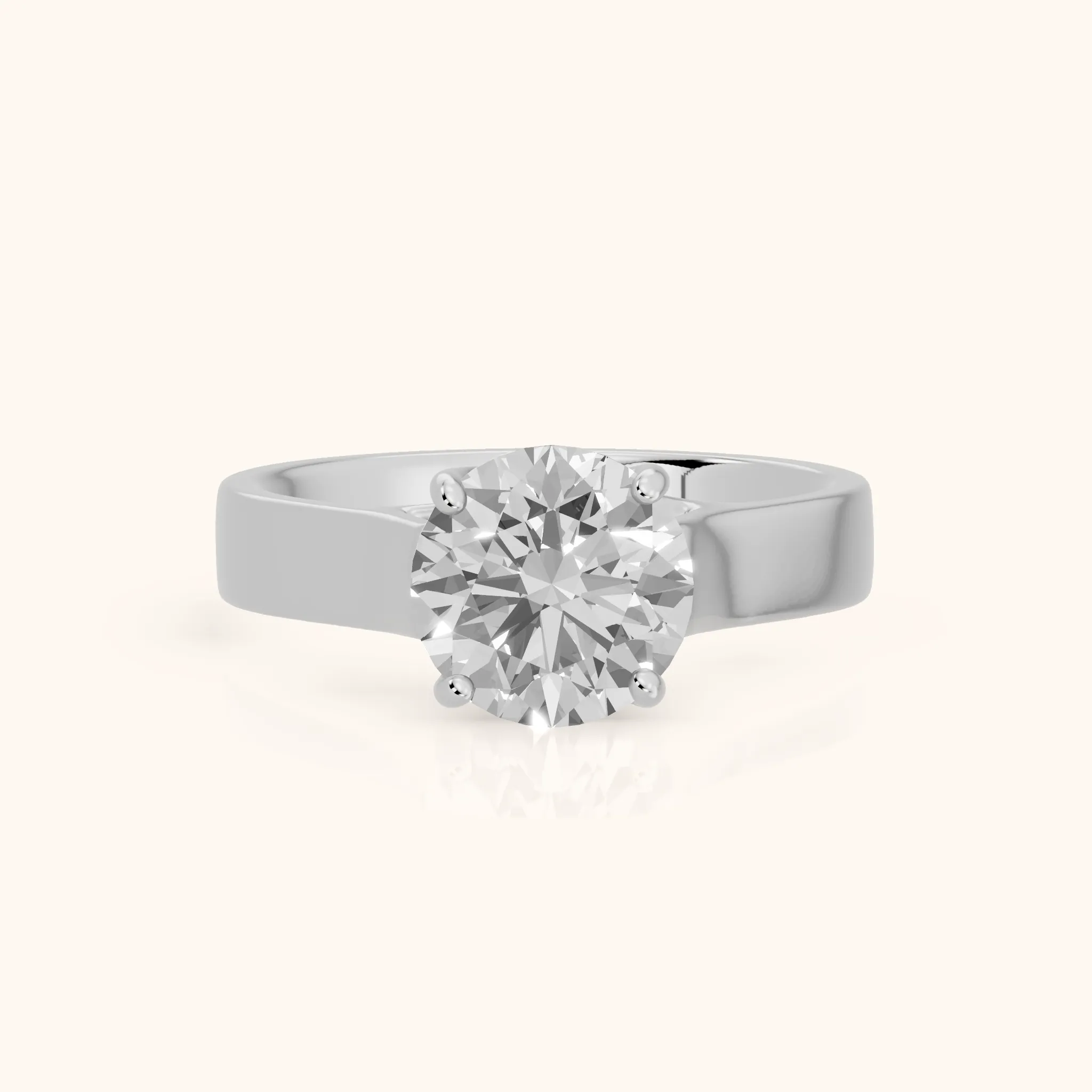 Bristol Trellis Solitaire Round Diamond Engagement Ring in Silver — view 1