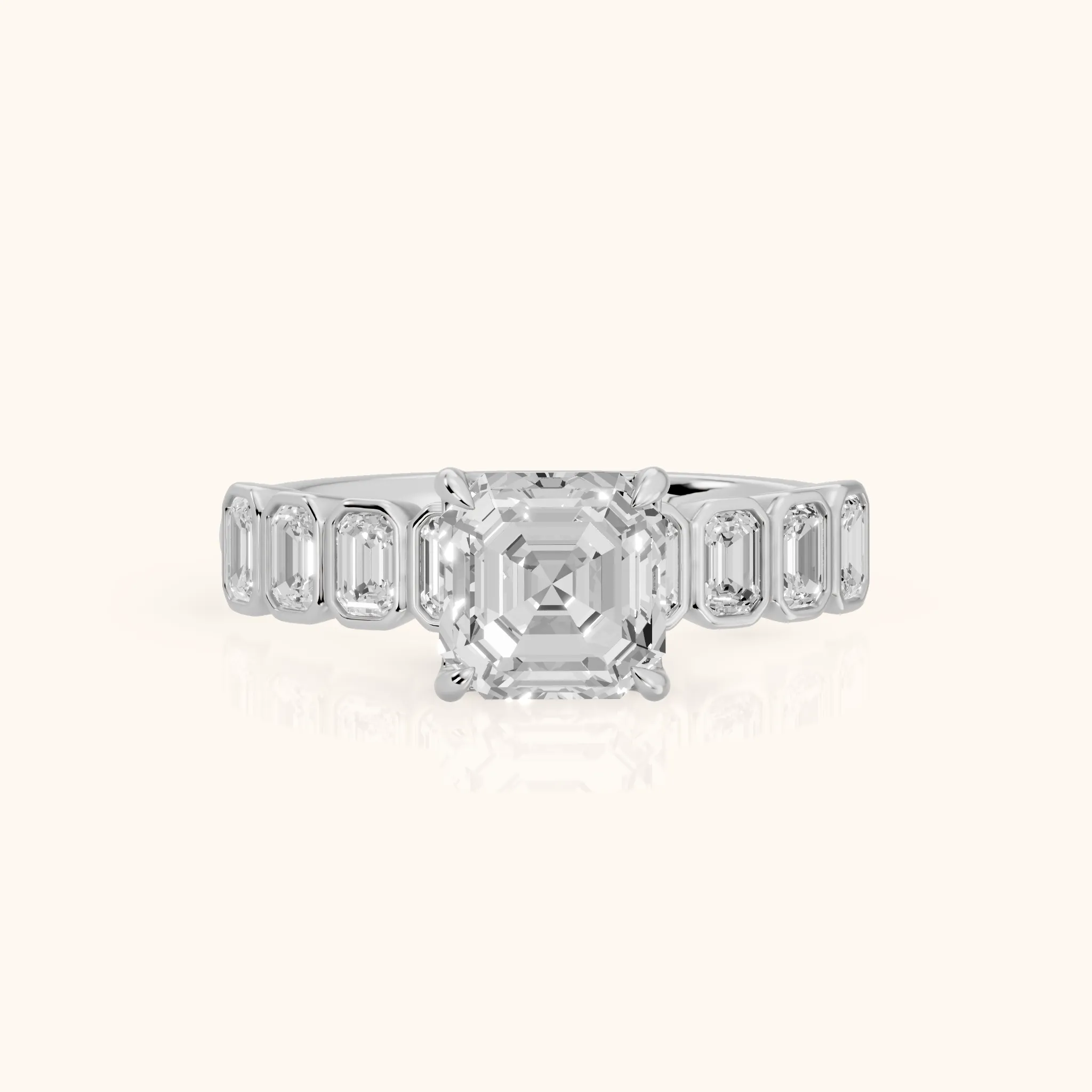 Newport Step-Cut Bezel Asscher Diamond Engagement Ring in Platinum — view 1
