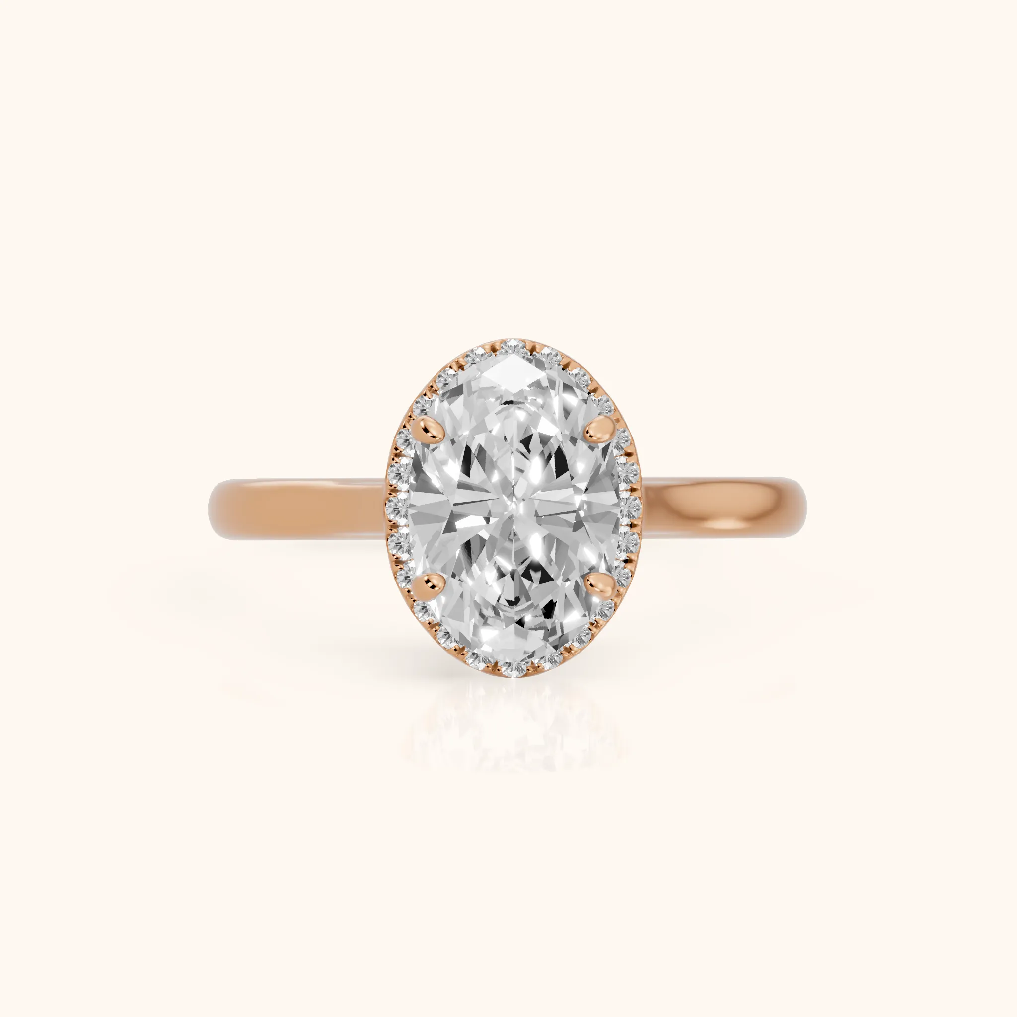 Ventura Halo Cathedral Oval Diamond Engagement Ring in Rose Gold — view 1