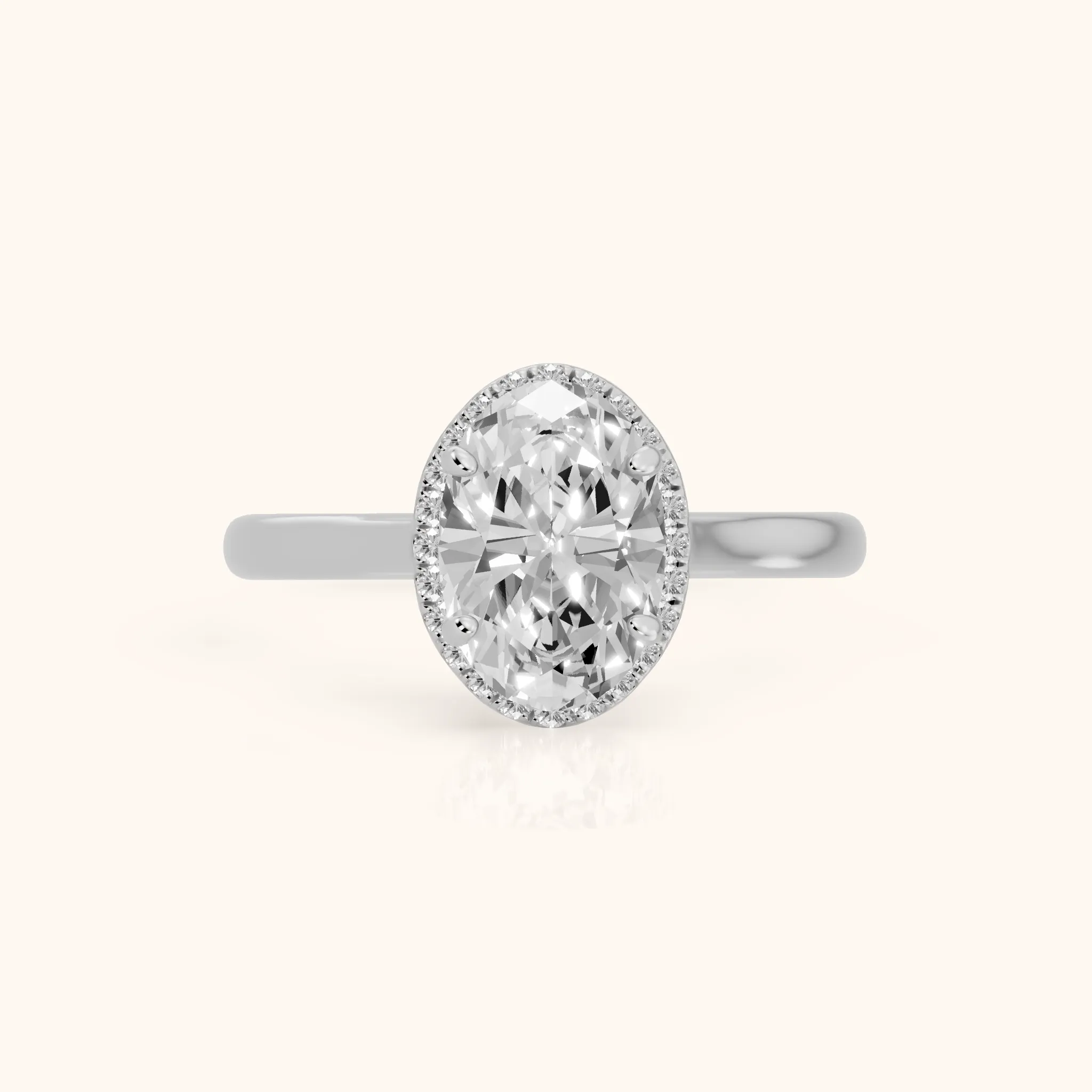 Ventura Halo Cathedral Oval Diamond Engagement Ring in White Gold — view 1