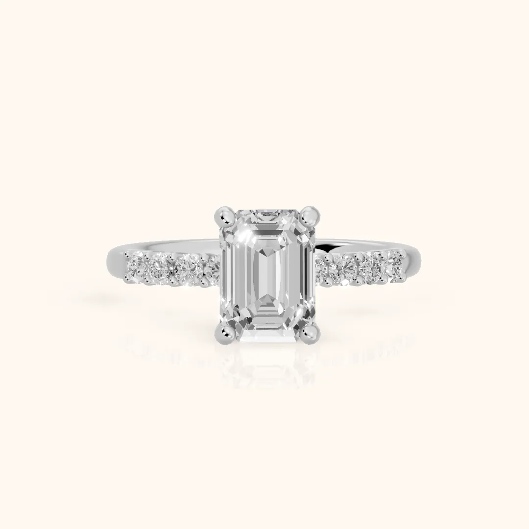 Mayfield Pavé Emerald Diamond Engagement Ring in Silver — view 2
