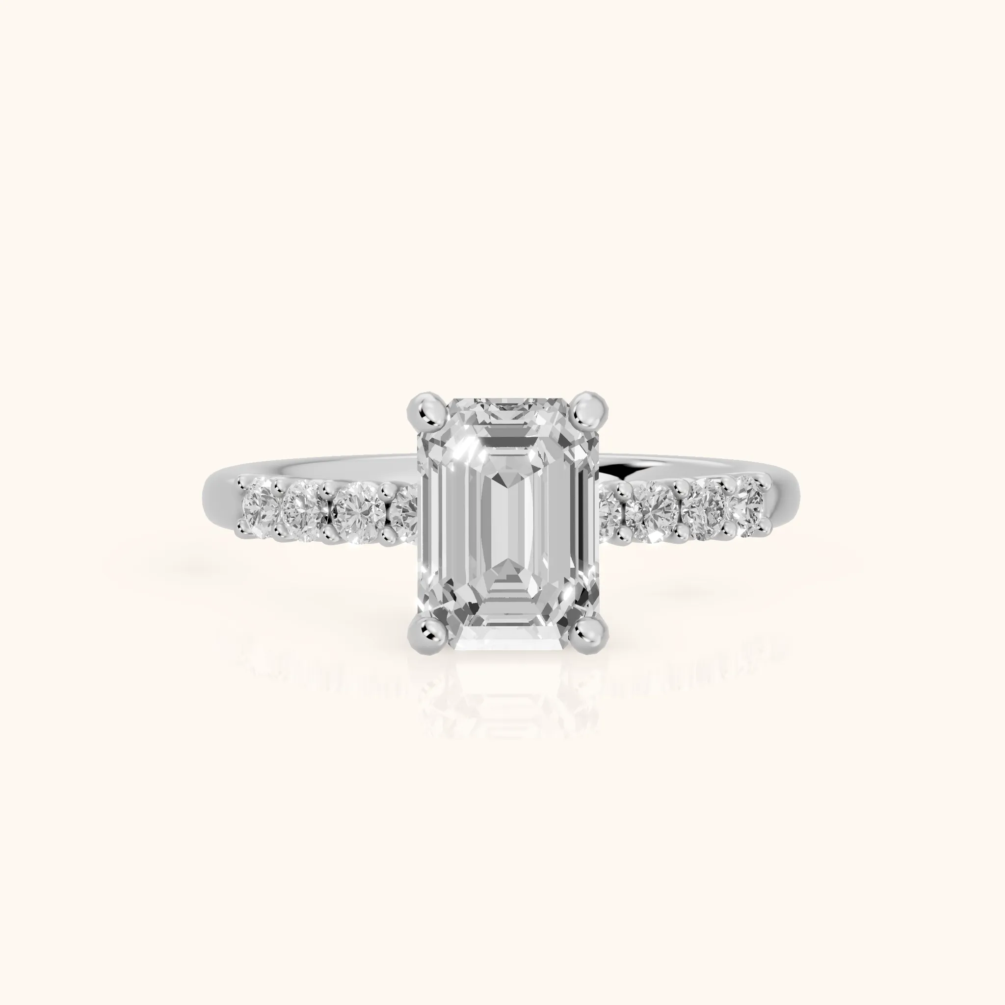 Mayfield Pavé Emerald Diamond Engagement Ring in Silver — view 1