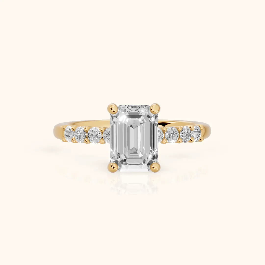 Mayfield Pavé Emerald Diamond Engagement Ring in Yellow Gold — view 2