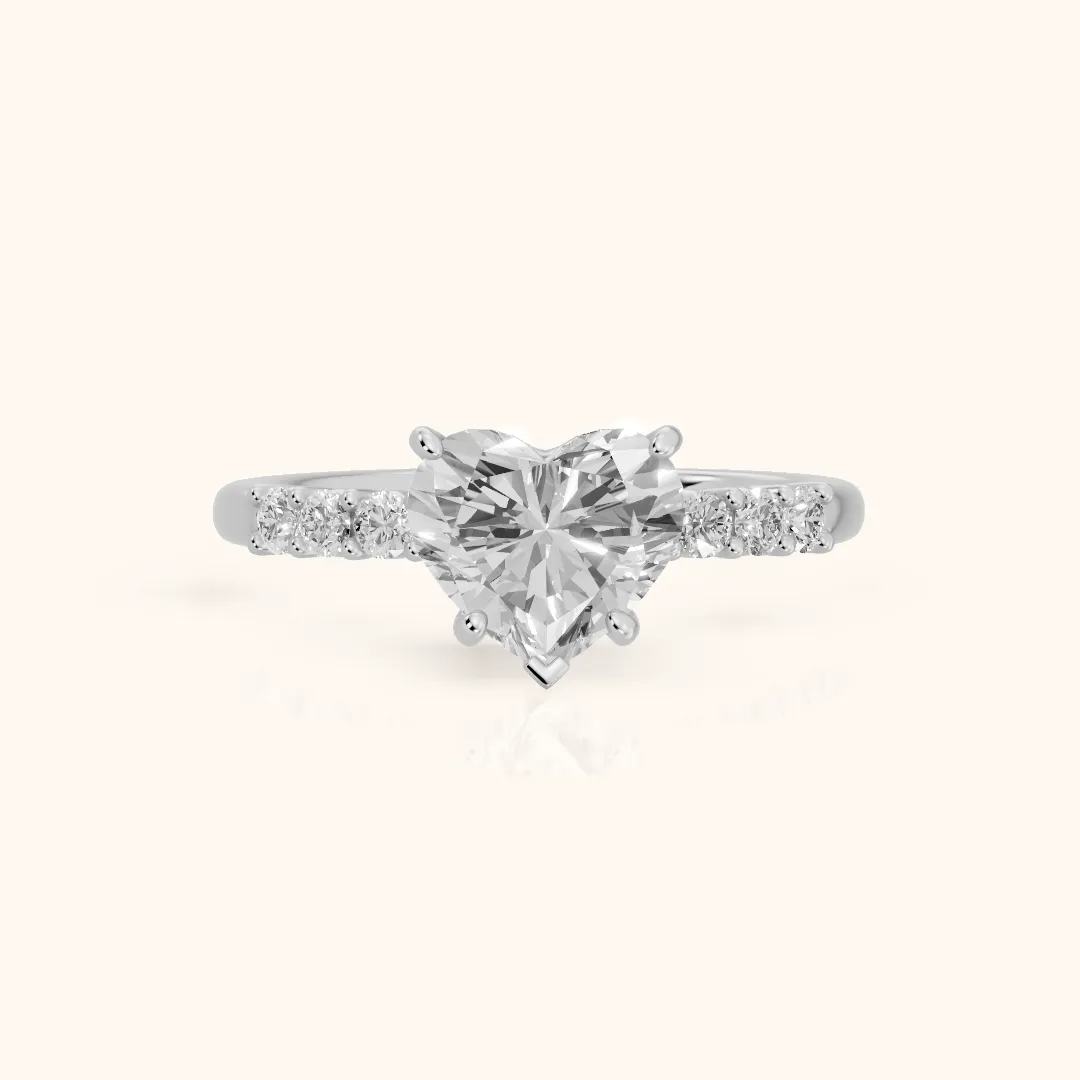 Mayfield Pavé Heart Diamond Engagement Ring in White Gold — view 2