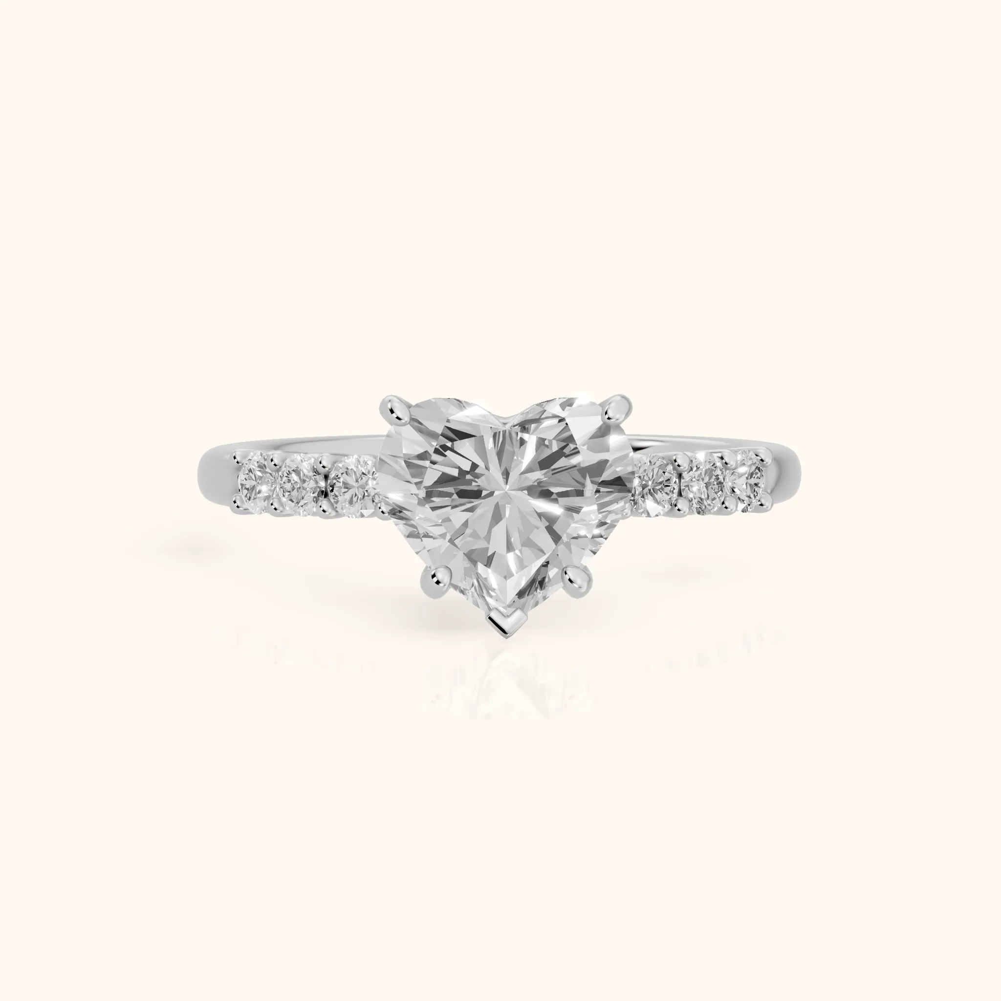 Mayfield Pavé Heart Diamond Engagement Ring in White Gold — view 1