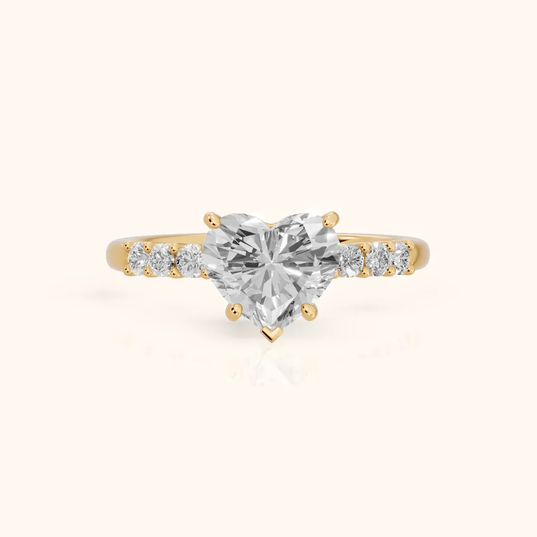 Mayfield Pavé Heart Diamond Engagement Ring in Yellow Gold — view 2