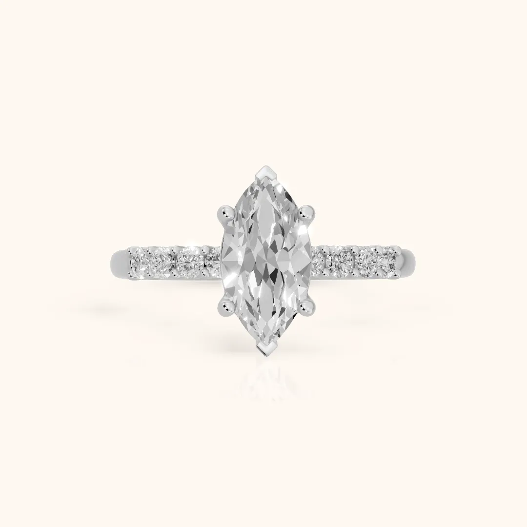 Mayfield Pavé Marquise Diamond Engagement Ring in Silver — view 2