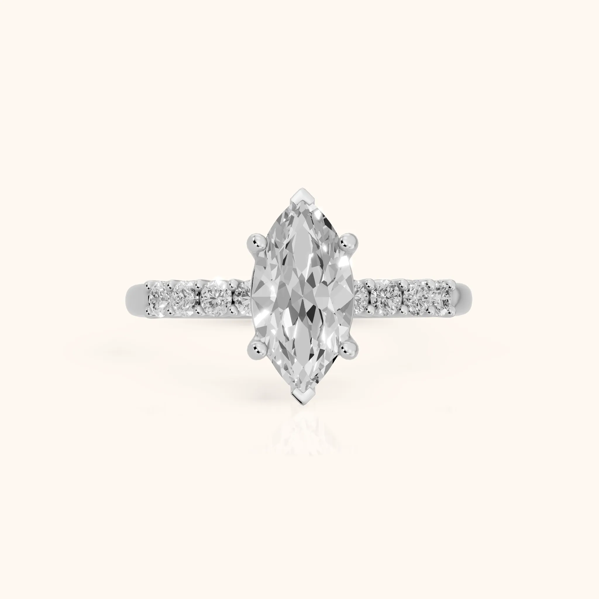 Mayfield Pavé Marquise Diamond Engagement Ring in Silver — view 1