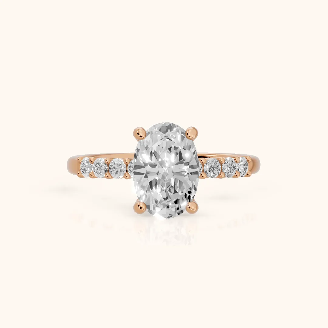 Mayfield Pavé Oval Diamond Engagement Ring in Rose Gold — view 2