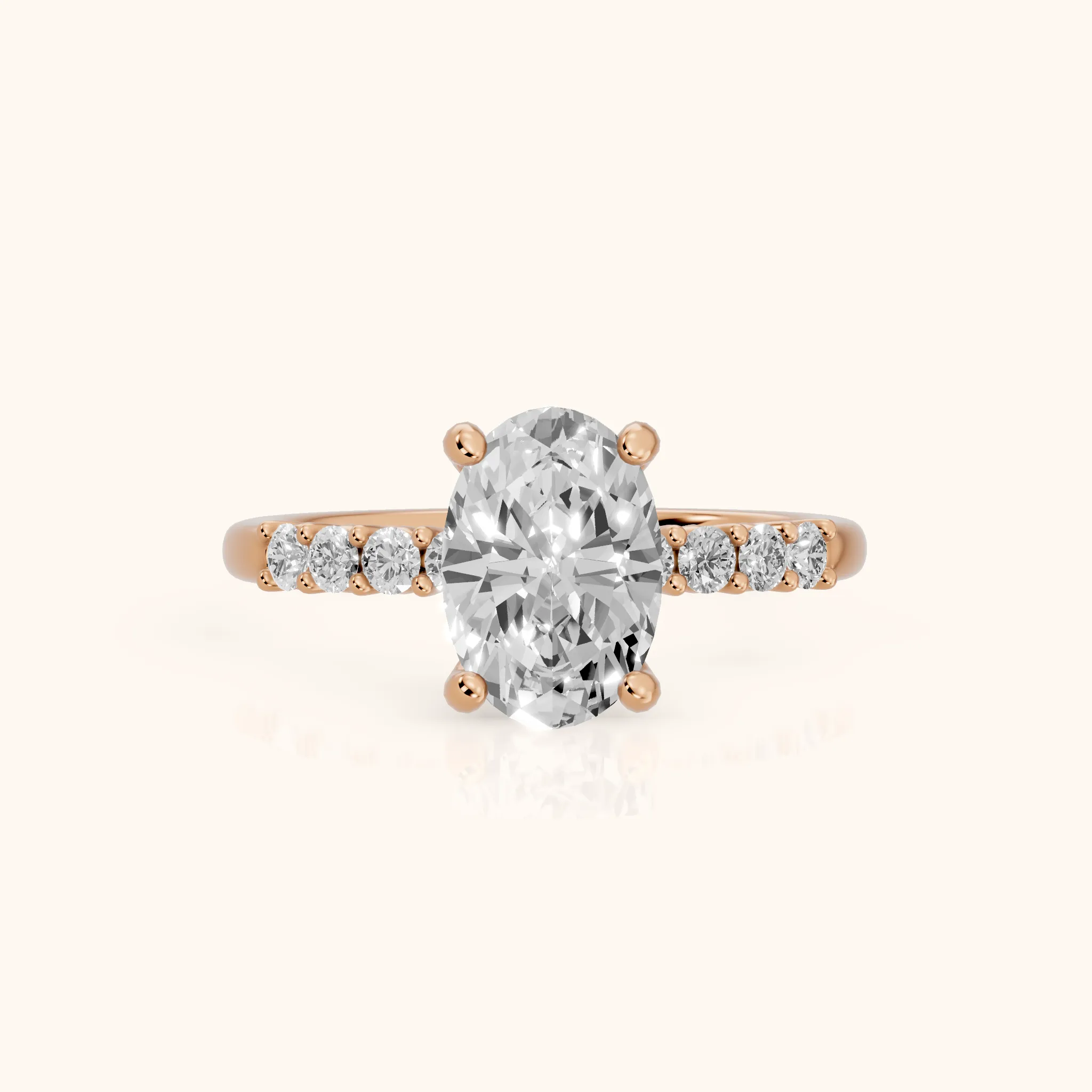Mayfield Pavé Oval Diamond Engagement Ring in Rose Gold — view 1
