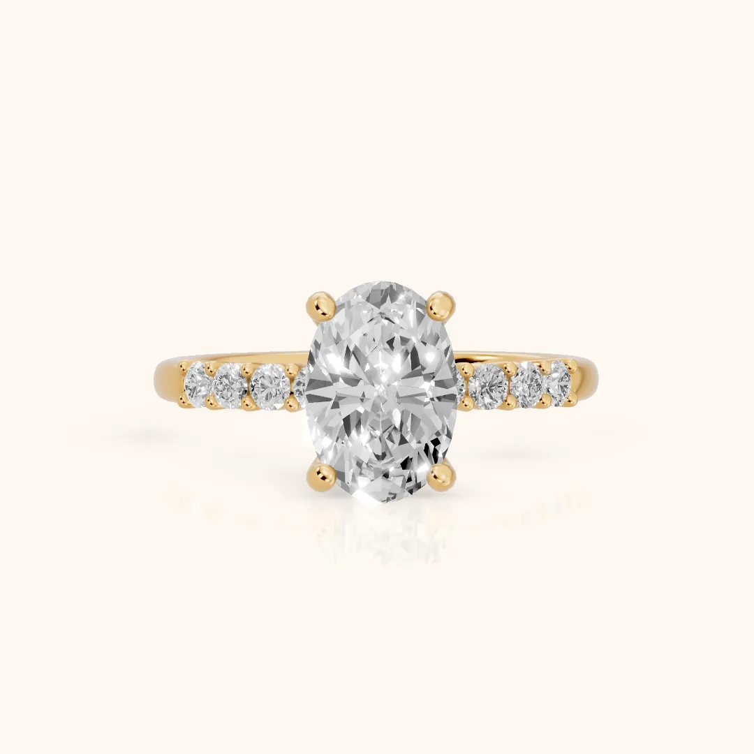 Mayfield Pavé Oval Diamond Engagement Ring in Yellow Gold — view 2