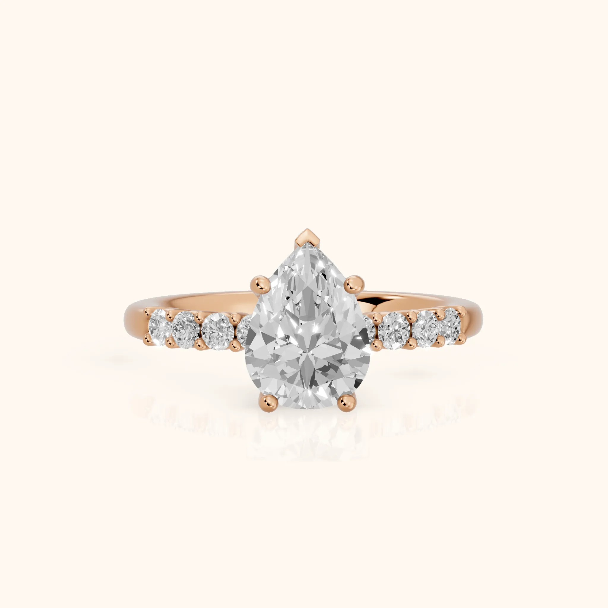 Mayfield Pavé Pear Diamond Engagement Ring in Rose Gold — view 1