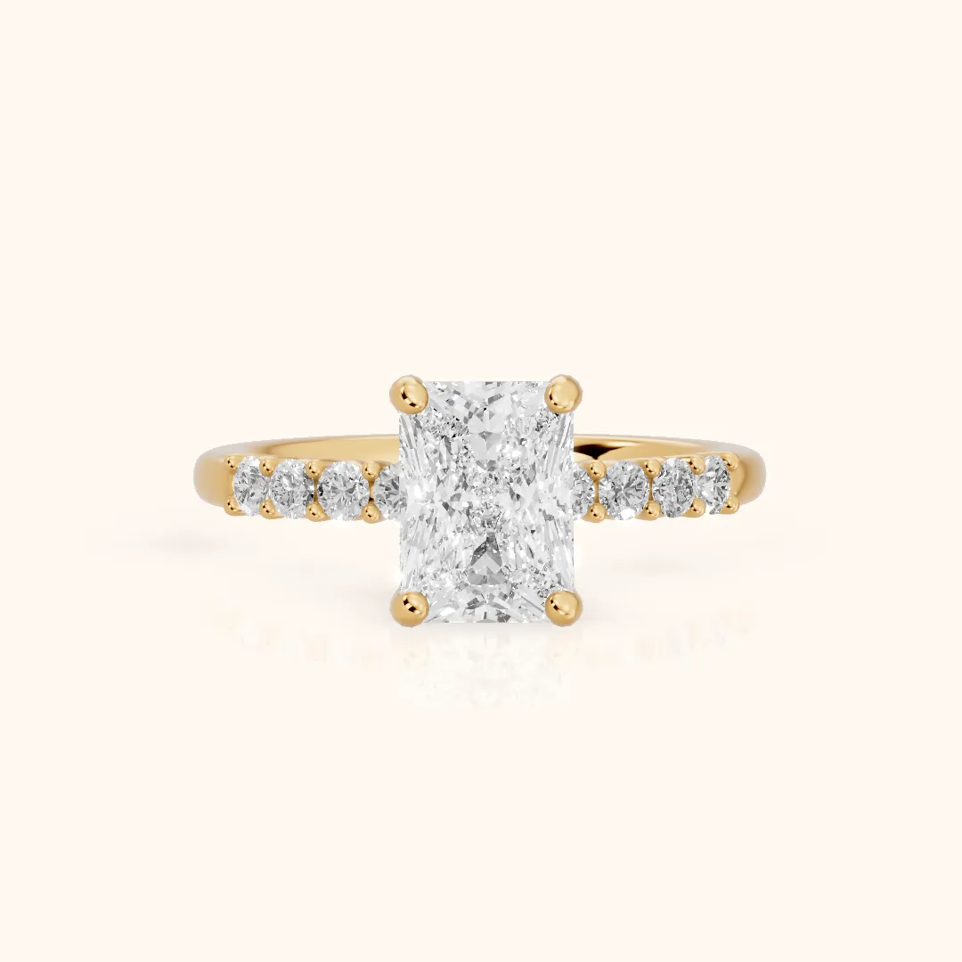 Mayfield Pavé Radiant Diamond Engagement Ring in Yellow Gold — view 2