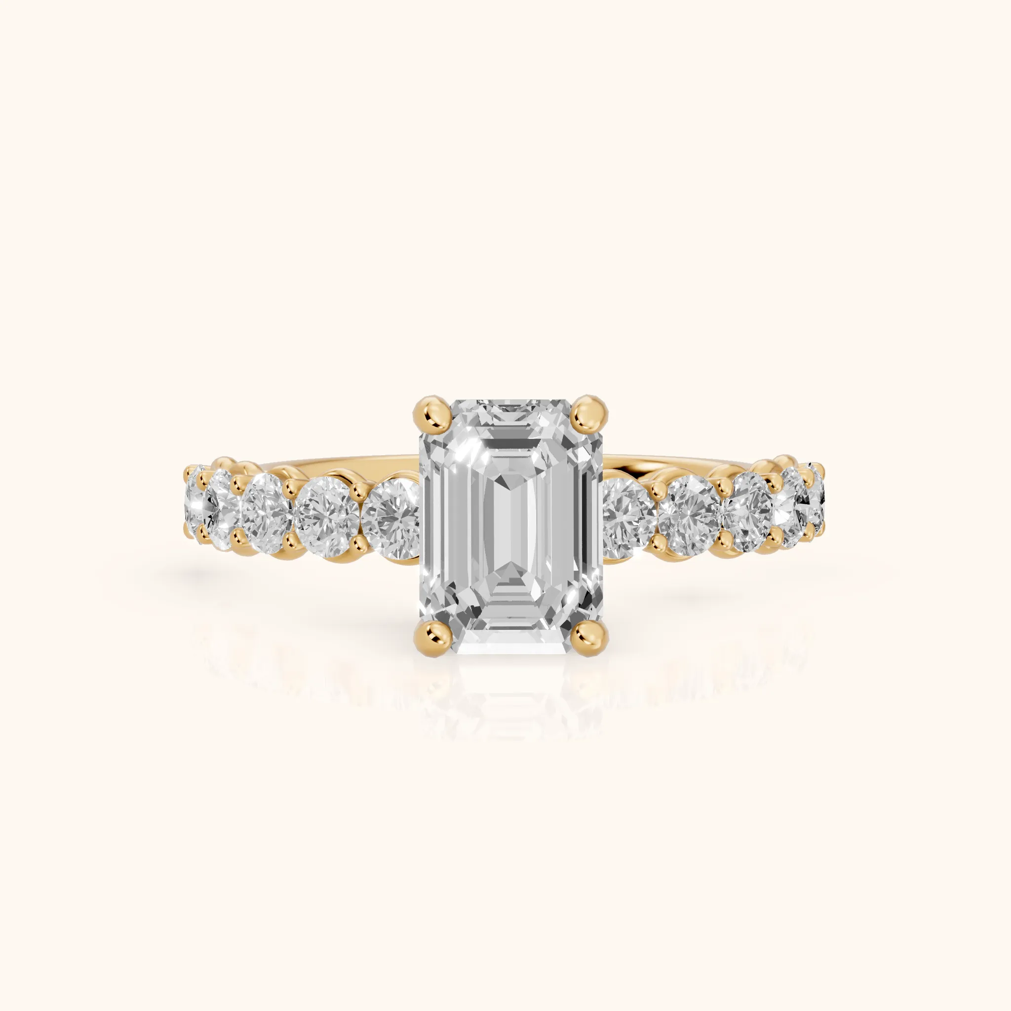 Sterling Statement Pavé Emerald Diamond Engagement Ring in Yellow Gold — view 1