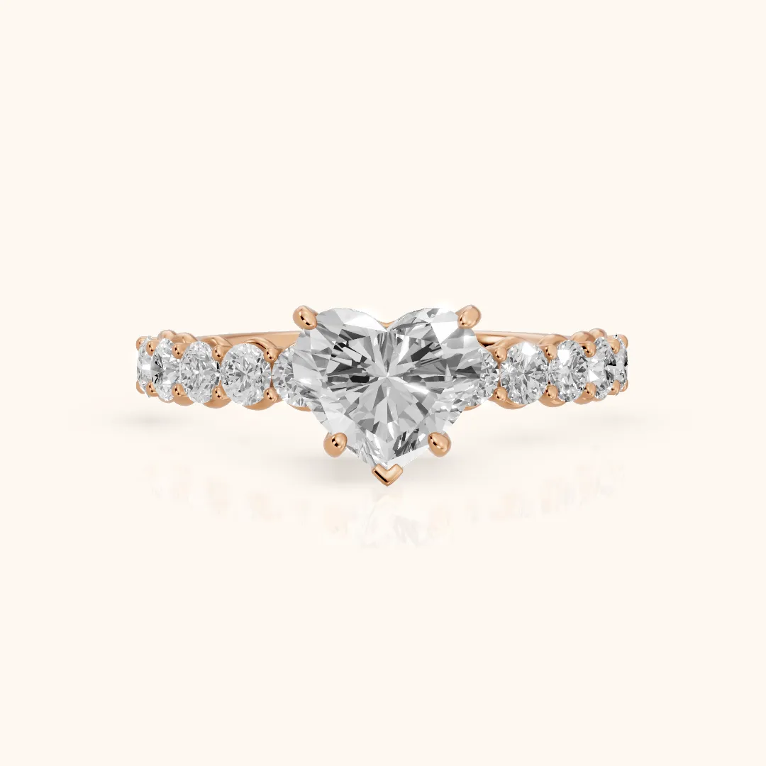 Sterling Statement Pavé Heart Diamond Engagement Ring in Rose Gold — view 2