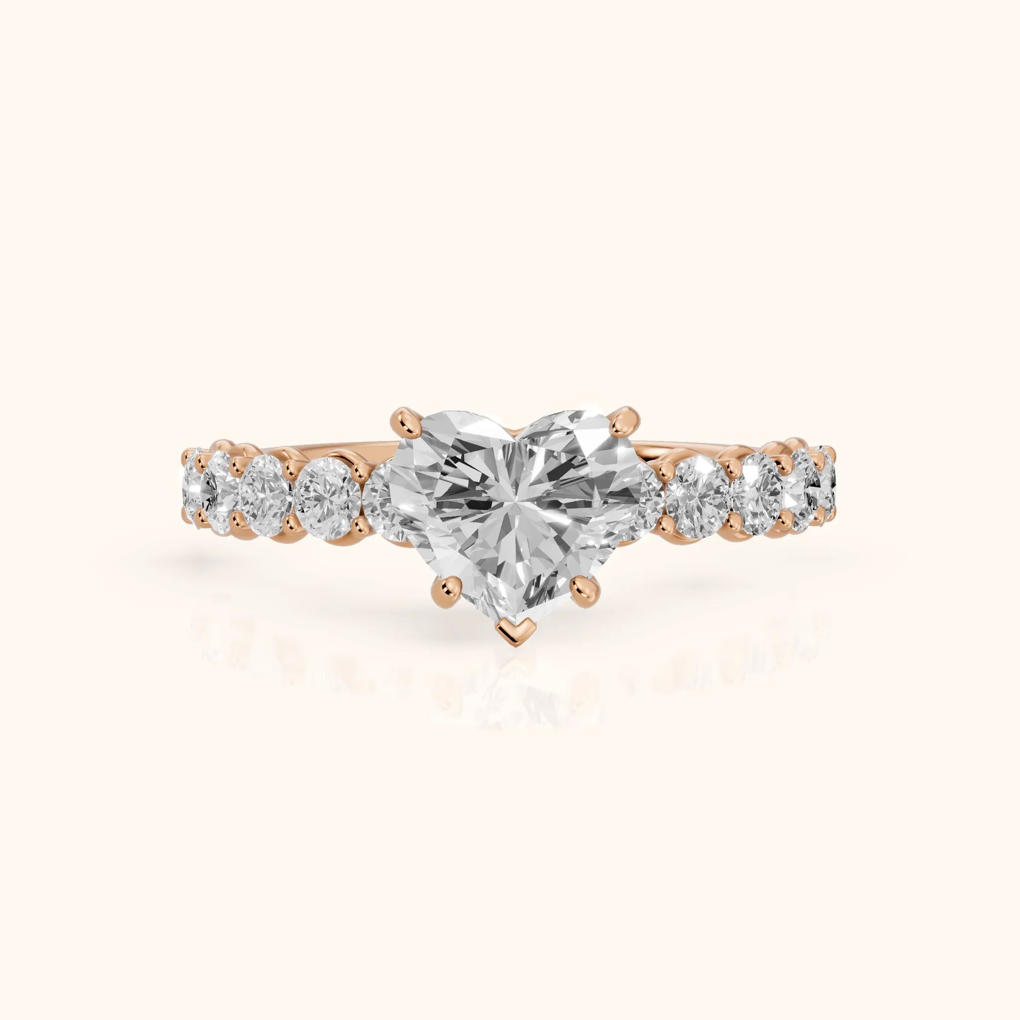 Sterling Statement Pavé Heart Diamond Engagement Ring in Rose Gold — view 1