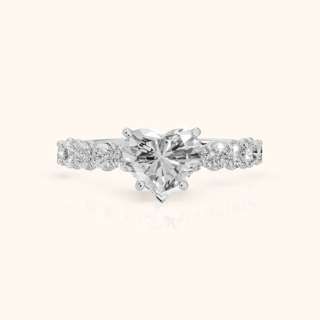 Sterling Statement Pavé Heart Diamond Engagement Ring in Platinum — view 2