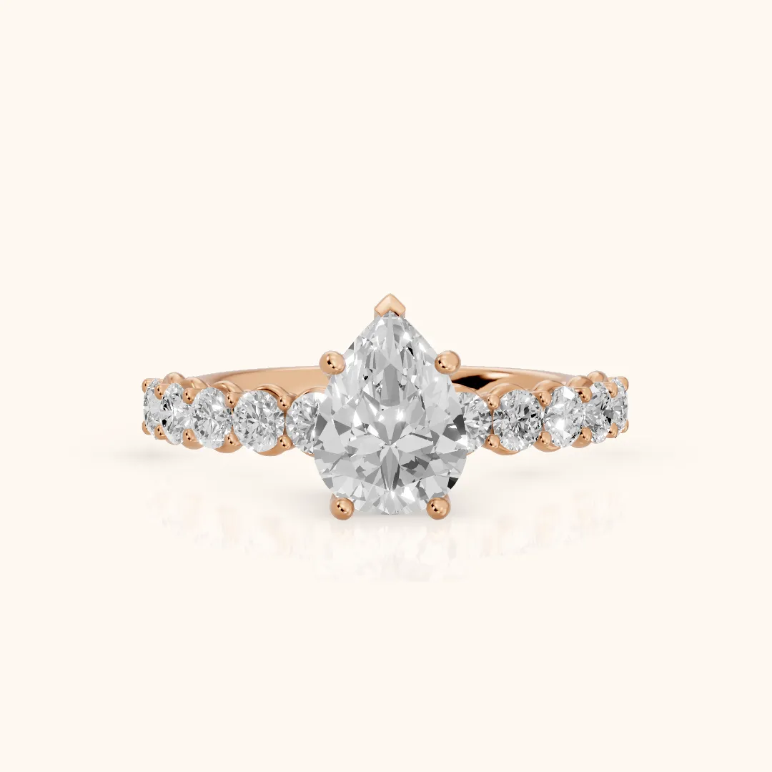 Sterling Statement Pavé Pear Diamond Engagement Ring in Rose Gold — view 2
