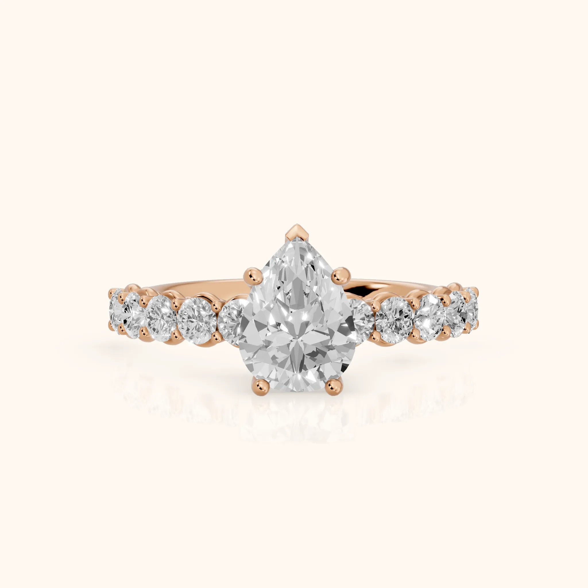 Sterling Statement Pavé Pear Diamond Engagement Ring in Rose Gold — view 1