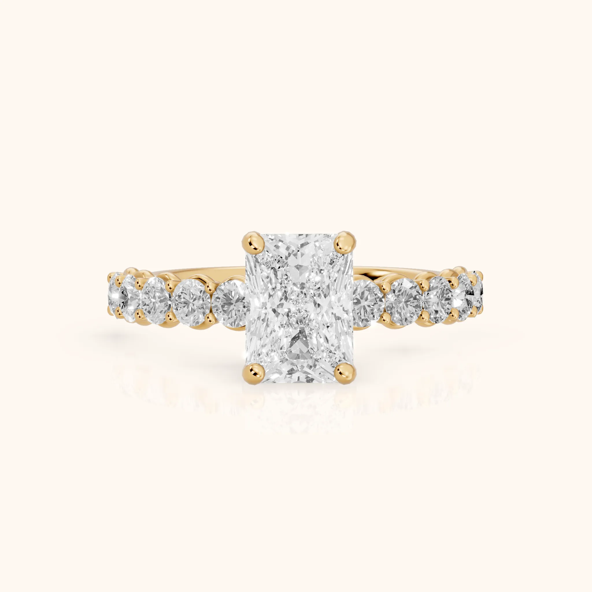 Sterling Statement Pavé Radiant Diamond Engagement Ring in Yellow Gold — view 1