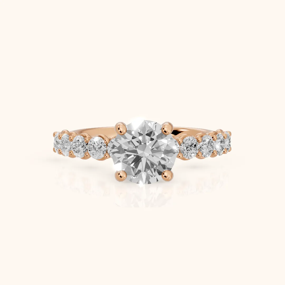 Sterling Statement Pavé Round Diamond Engagement Ring in Rose Gold — view 2
