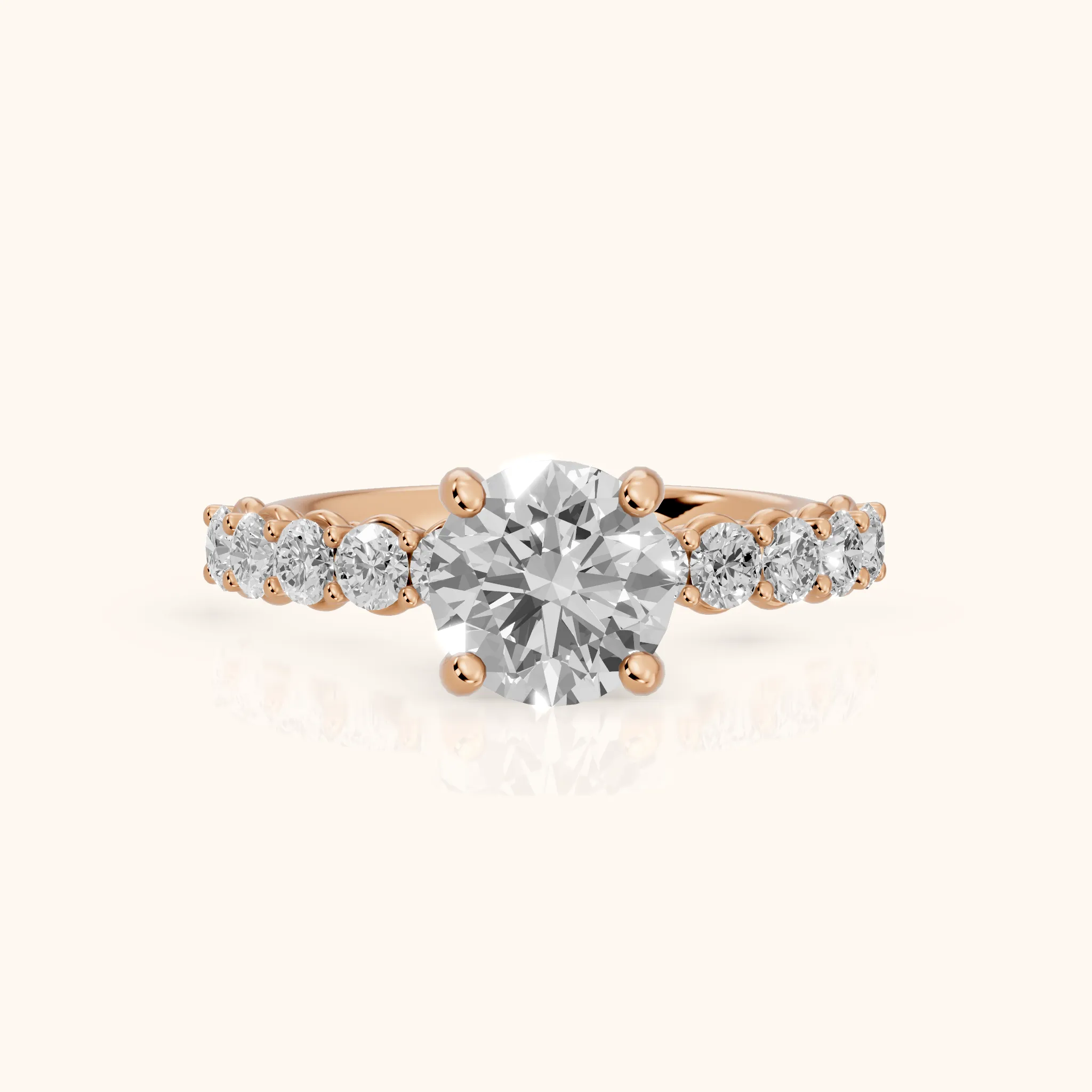 Sterling Statement Pavé Round Diamond Engagement Ring in Rose Gold — view 1