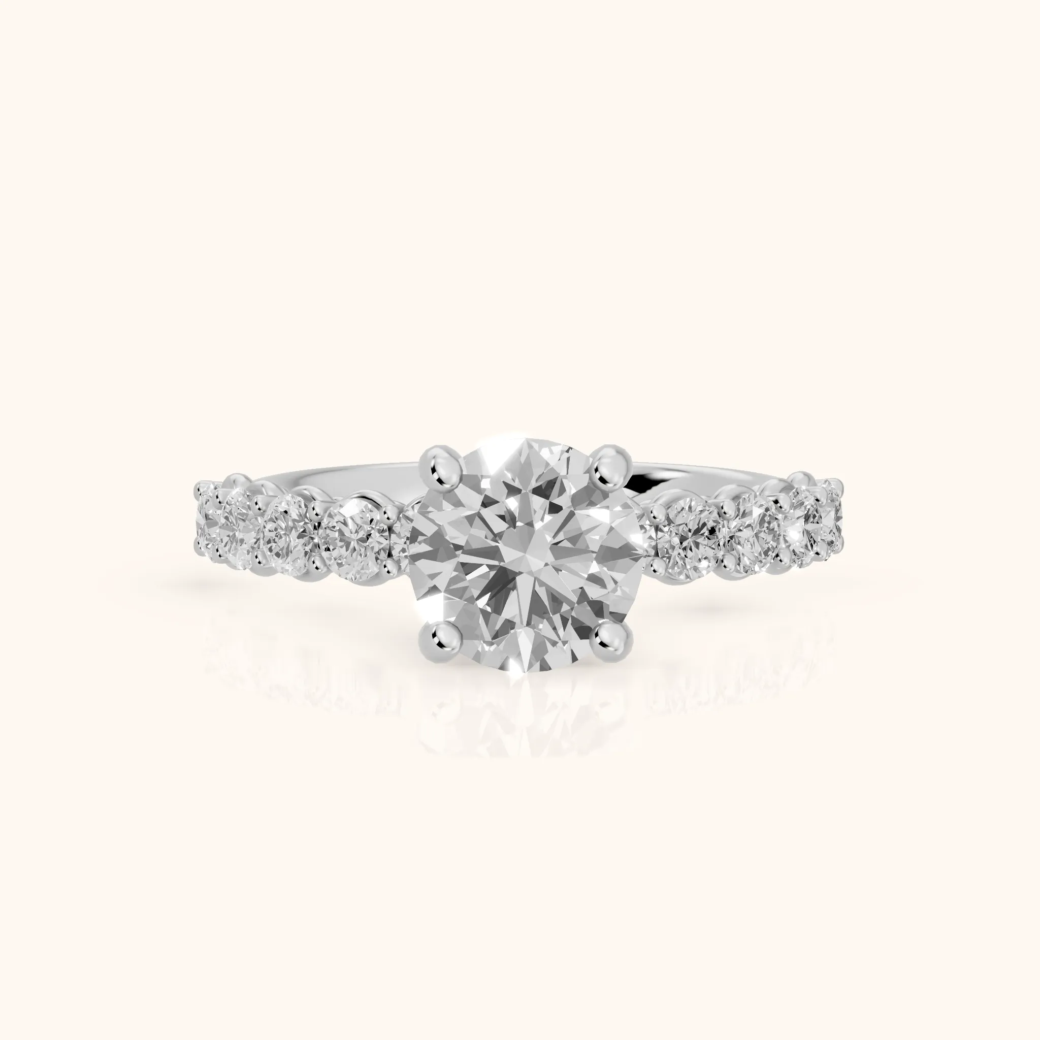 Sterling Statement Pavé Round Diamond Engagement Ring in Silver — view 1