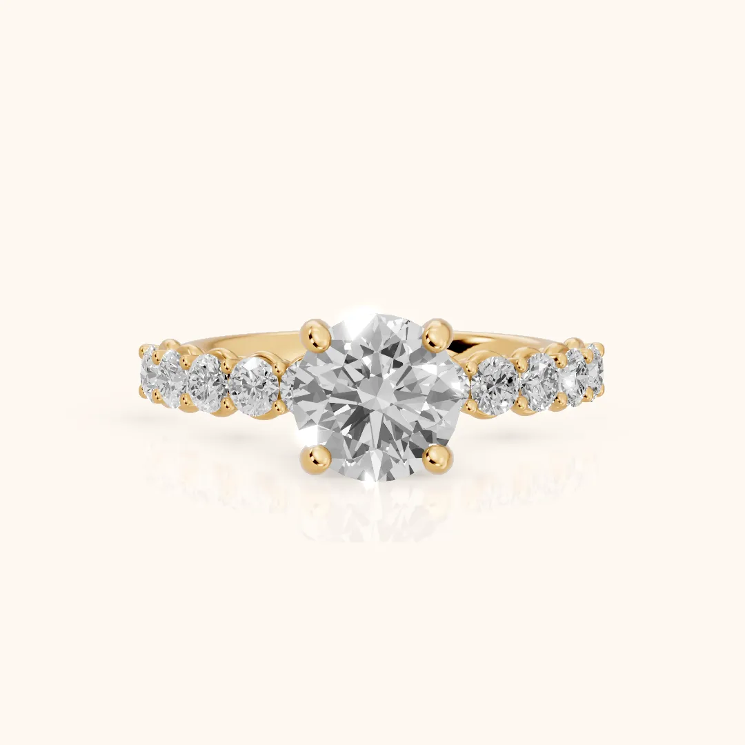 Sterling Statement Pavé Round Diamond Engagement Ring in Yellow Gold — view 2