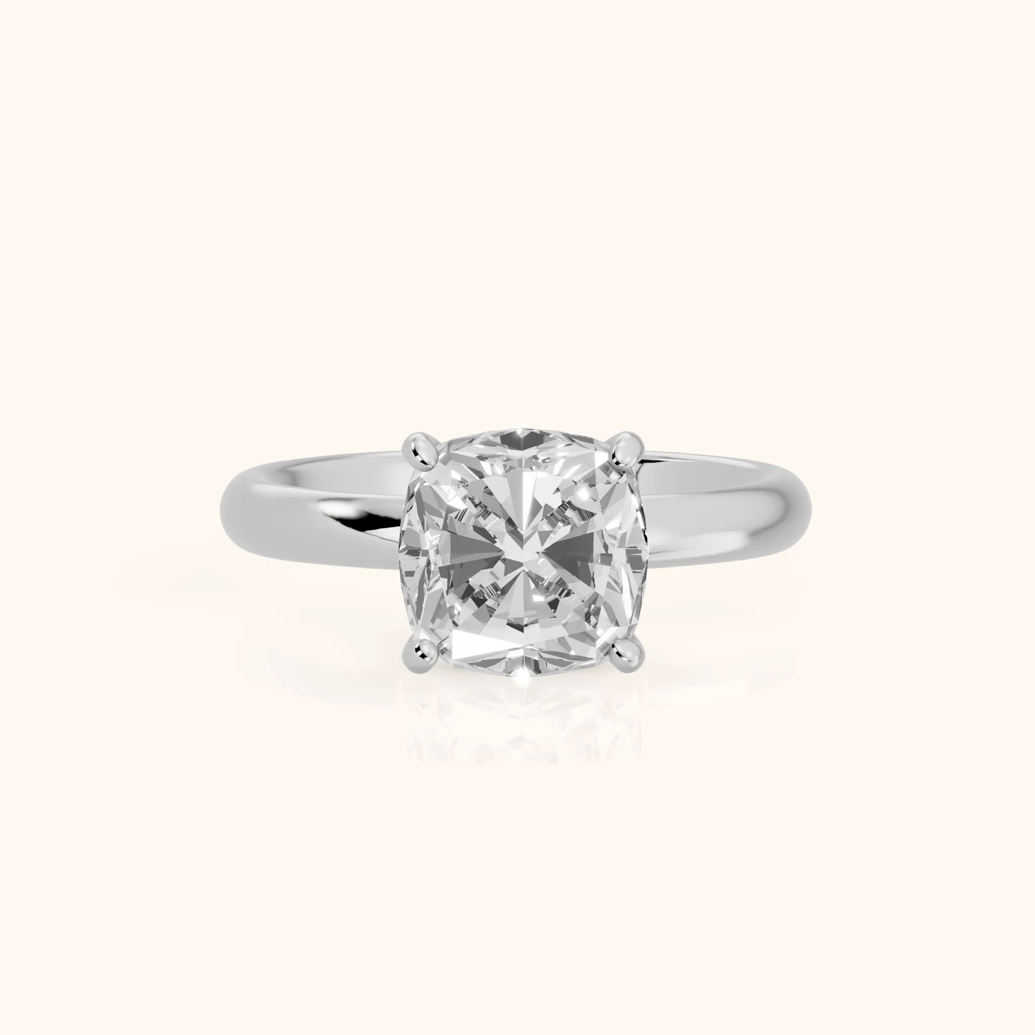 Marietta Tulip Solitaire Cushion Diamond Engagement Ring in Silver — view 1