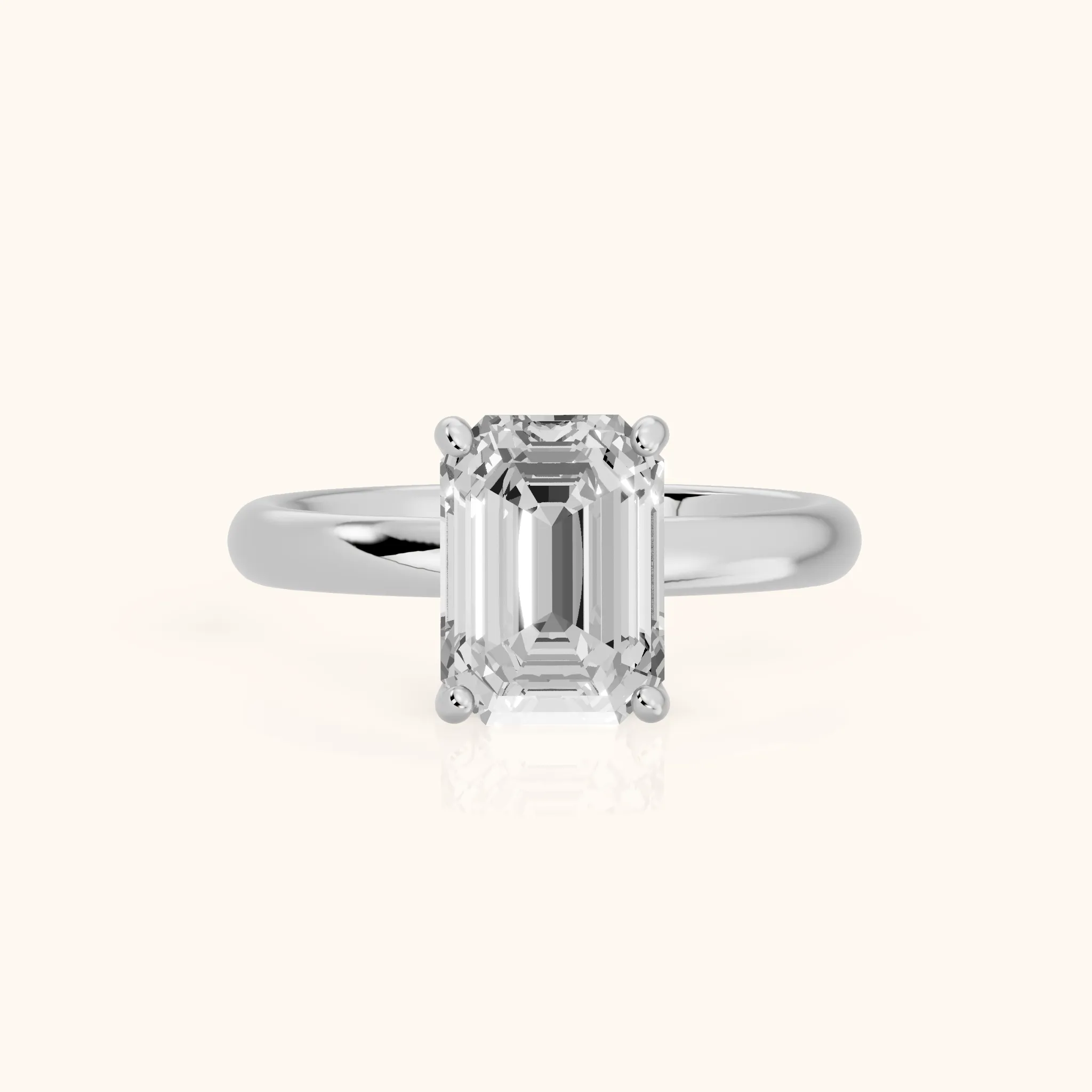 Marietta Tulip Solitaire Emerald Diamond Engagement Ring in Silver — view 1