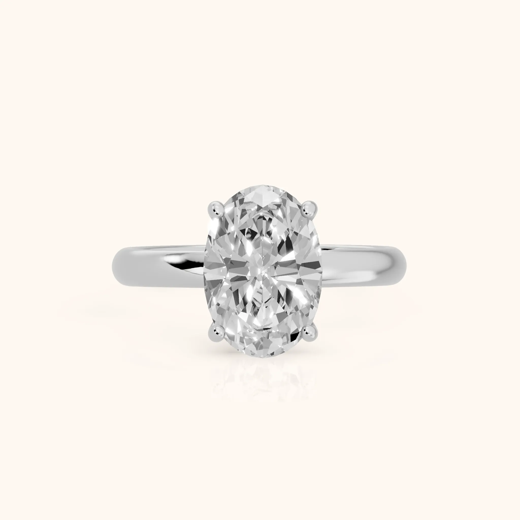 Marietta Tulip Solitaire Oval Diamond Engagement Ring in Silver — view 1