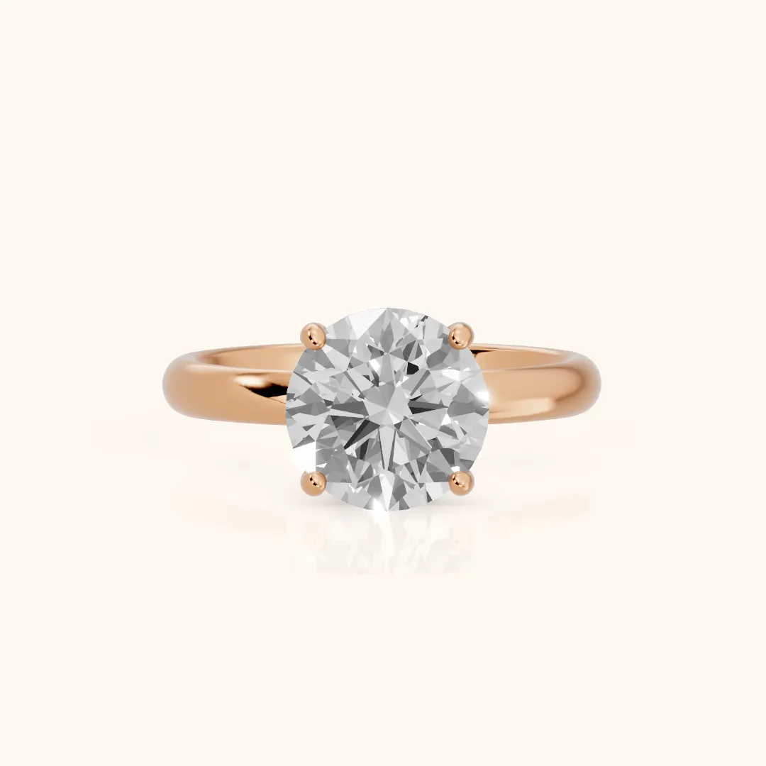 Marietta Tulip Solitaire Round Diamond Engagement Ring in Rose Gold — view 2
