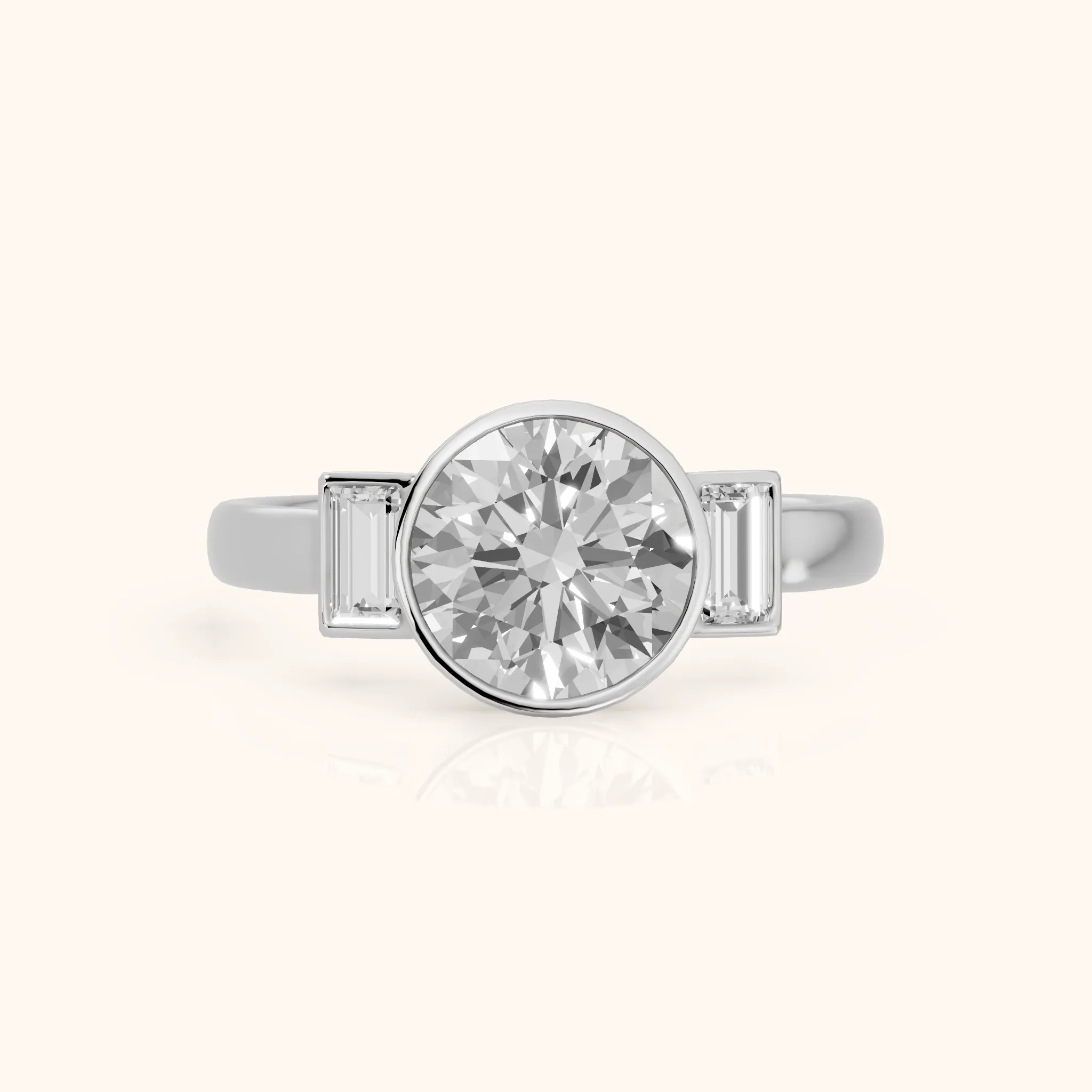 Paia Bezel Three-Stone Round Diamond Engagement Ring in Silver — view 1