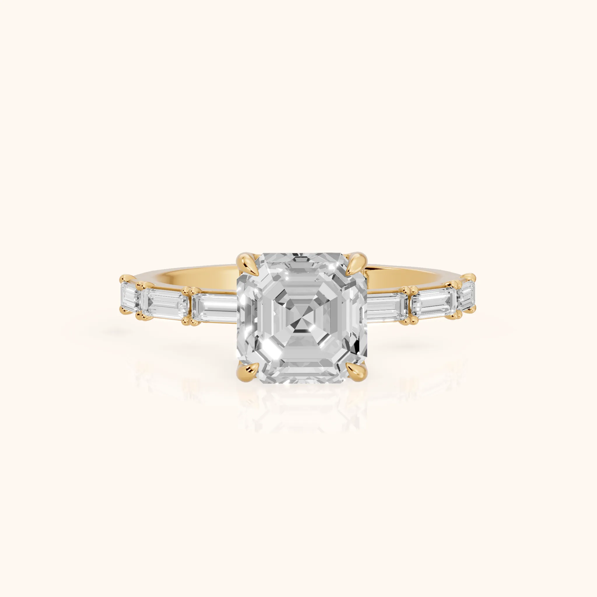 Ojai East-West Baguette Asscher Diamond Engagement Ring in Yellow Gold — view 1
