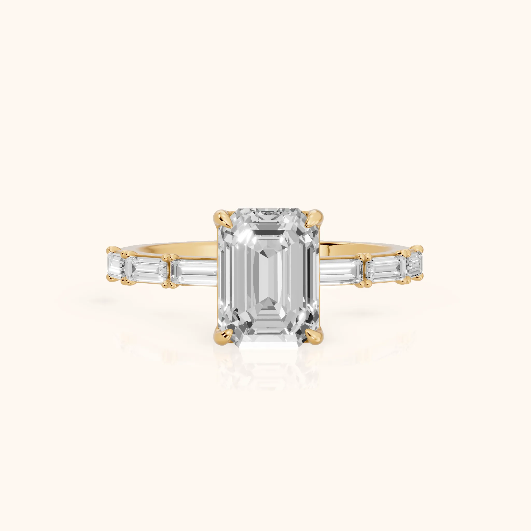 Ojai East-West Baguette Emerald Diamond Engagement Ring in Yellow Gold — view 1