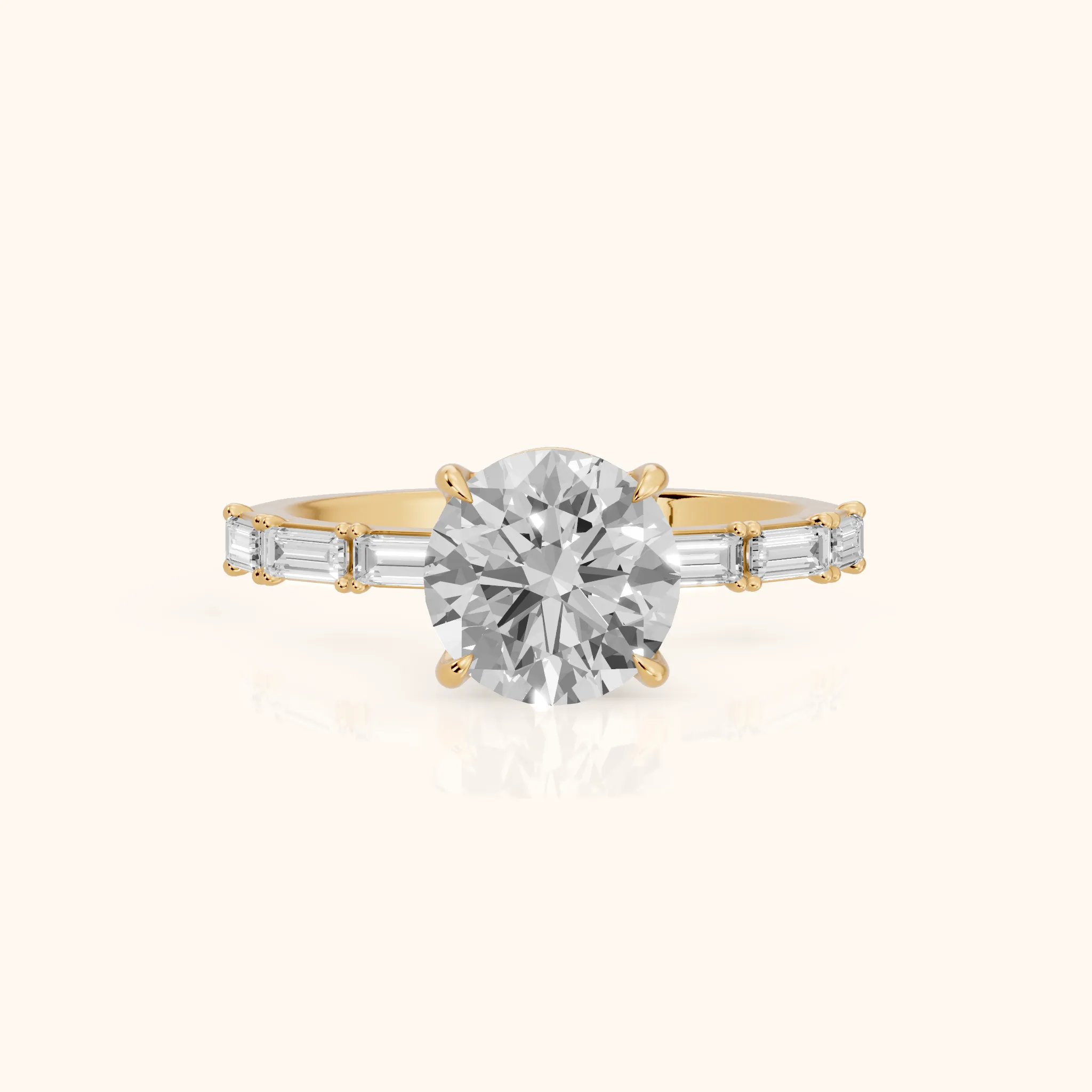 Ojai East-West Baguette Round Diamond Engagement Ring in Yellow Gold — view 1