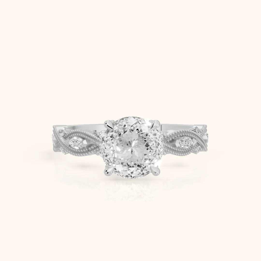 Vero Vintage Twist Portuguese Diamond Engagement Ring in White Gold — view 2