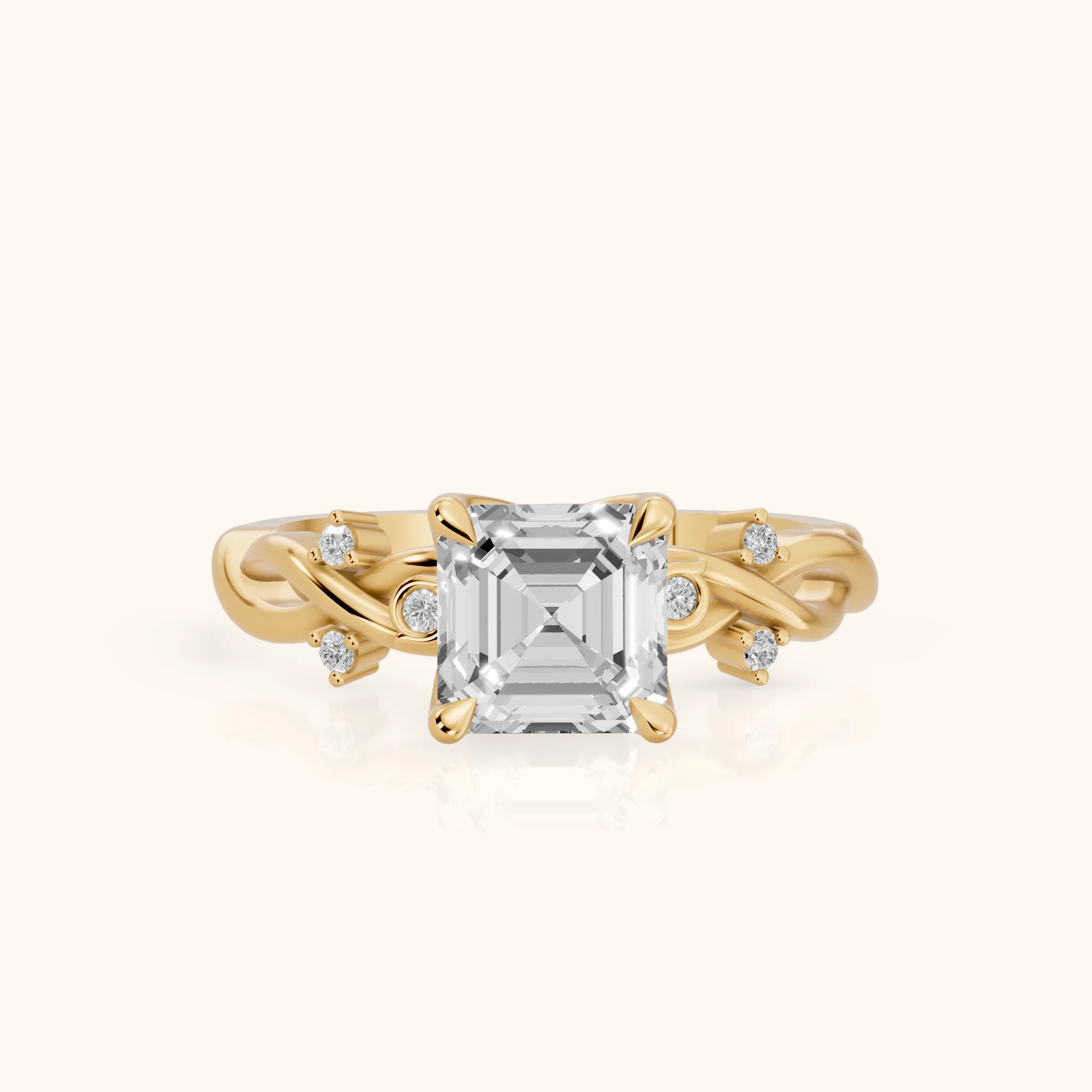 Vashon Vine Twist Asscher Diamond Engagement Ring in Yellow Gold — view 1