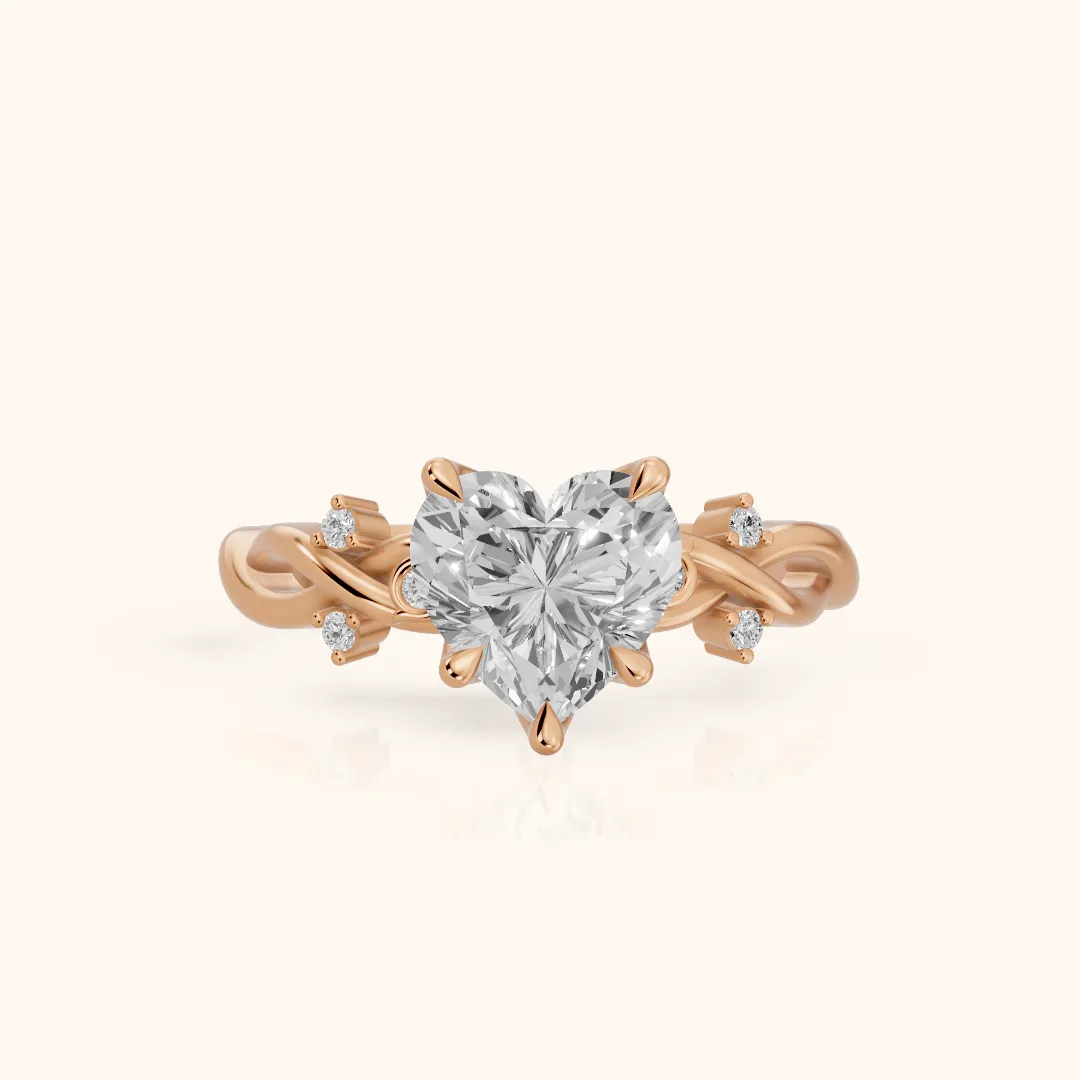 Vashon Vine Twist Heart Diamond Engagement Ring in Rose Gold — view 2