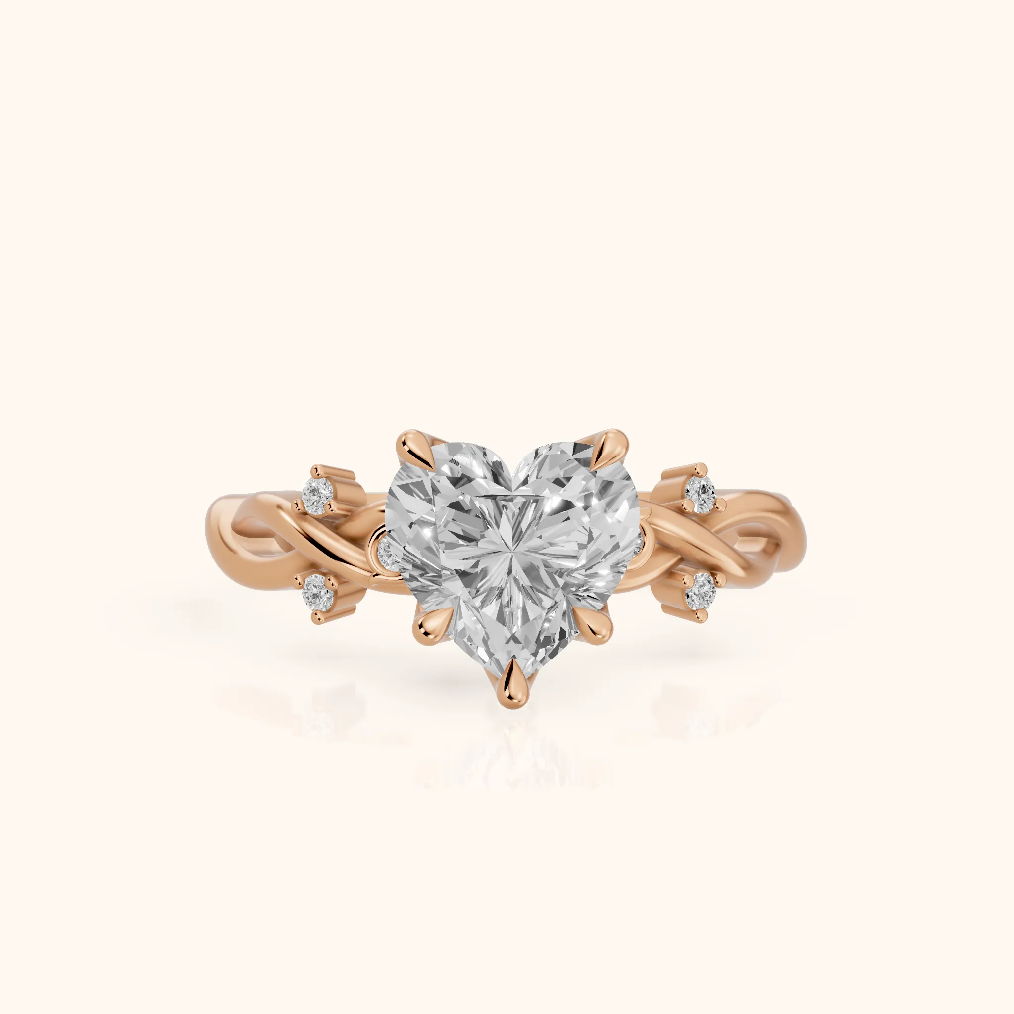 Vashon Vine Twist Heart Diamond Engagement Ring in Rose Gold — view 1