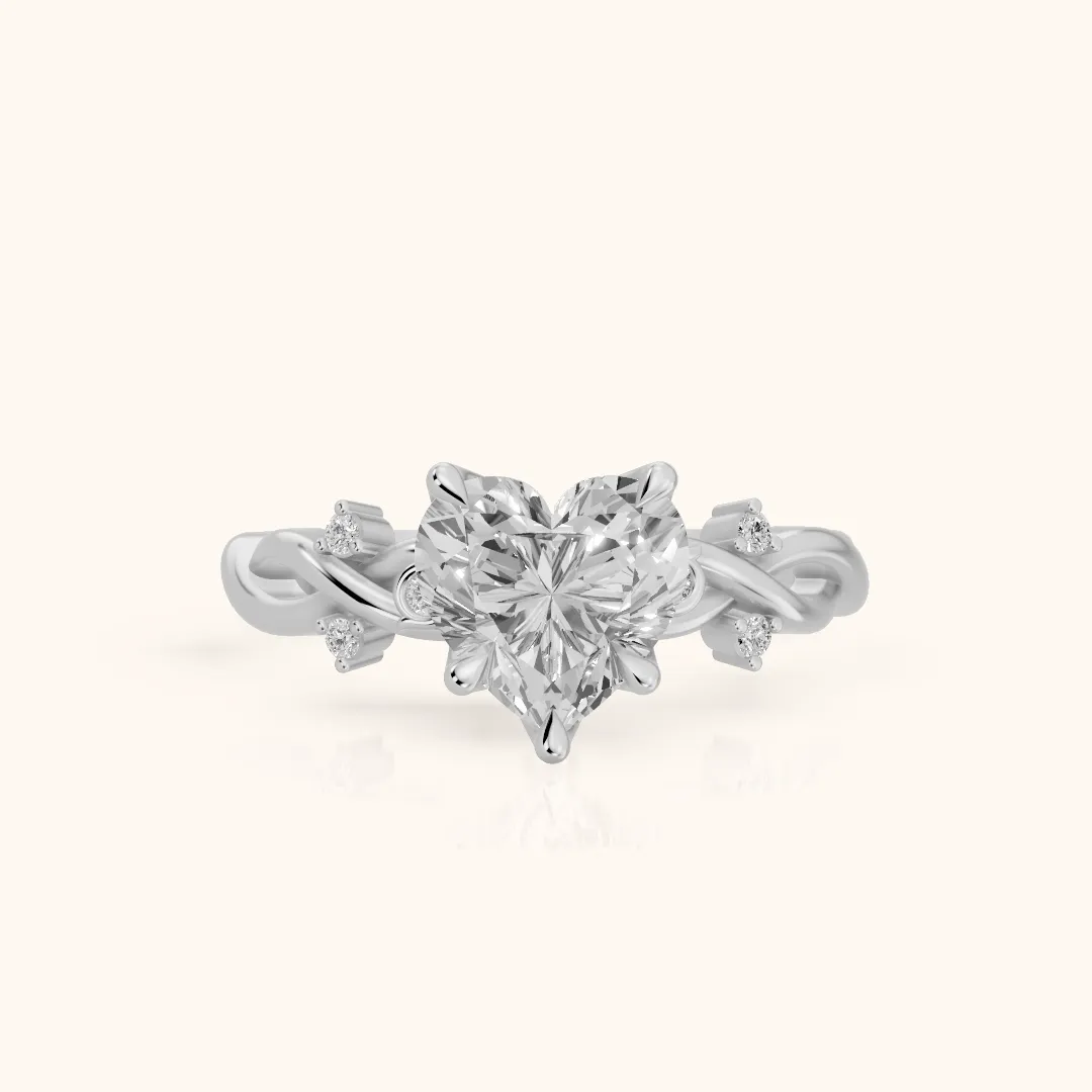 Vashon Vine Twist Heart Diamond Engagement Ring in White Gold — view 2