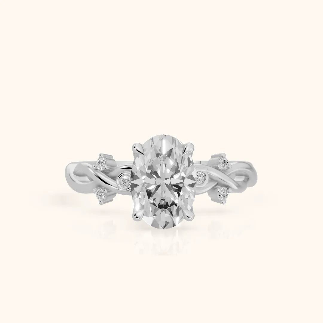 Vashon Vine Twist Oval Diamond Engagement Ring in White Gold — view 2