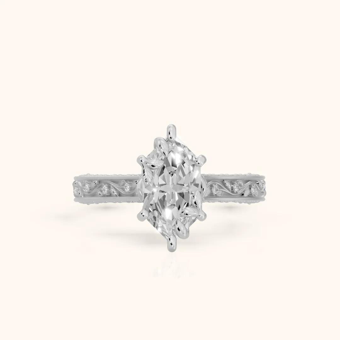 Laguna Vintage Vine Dutch Marquise Diamond Engagement Ring in White Gold — view 2