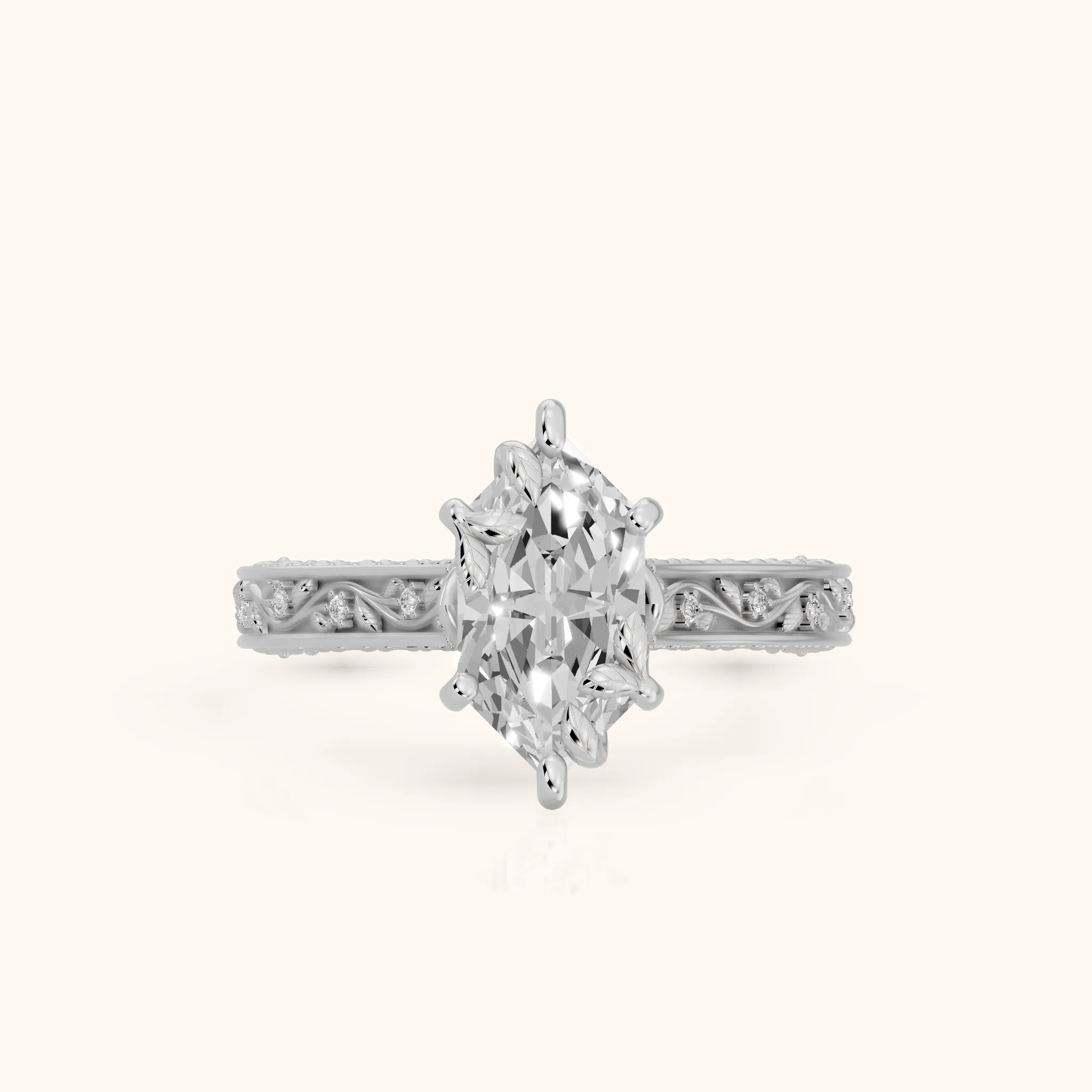 Laguna Vintage Vine Dutch Marquise Diamond Engagement Ring in White Gold — view 1