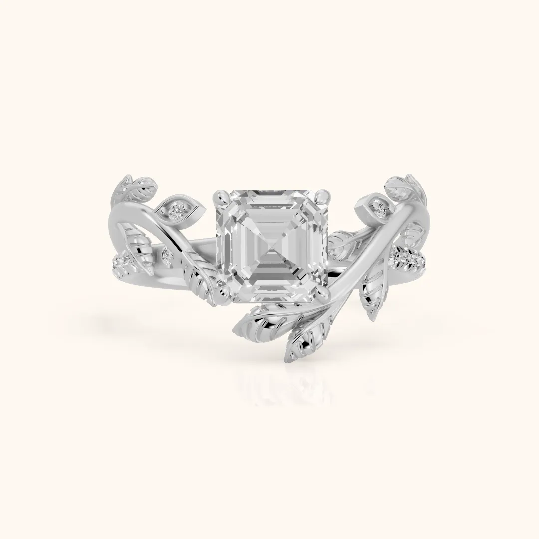 Solana Vine Bypass Asscher Diamond Engagement Ring in Silver — view 2