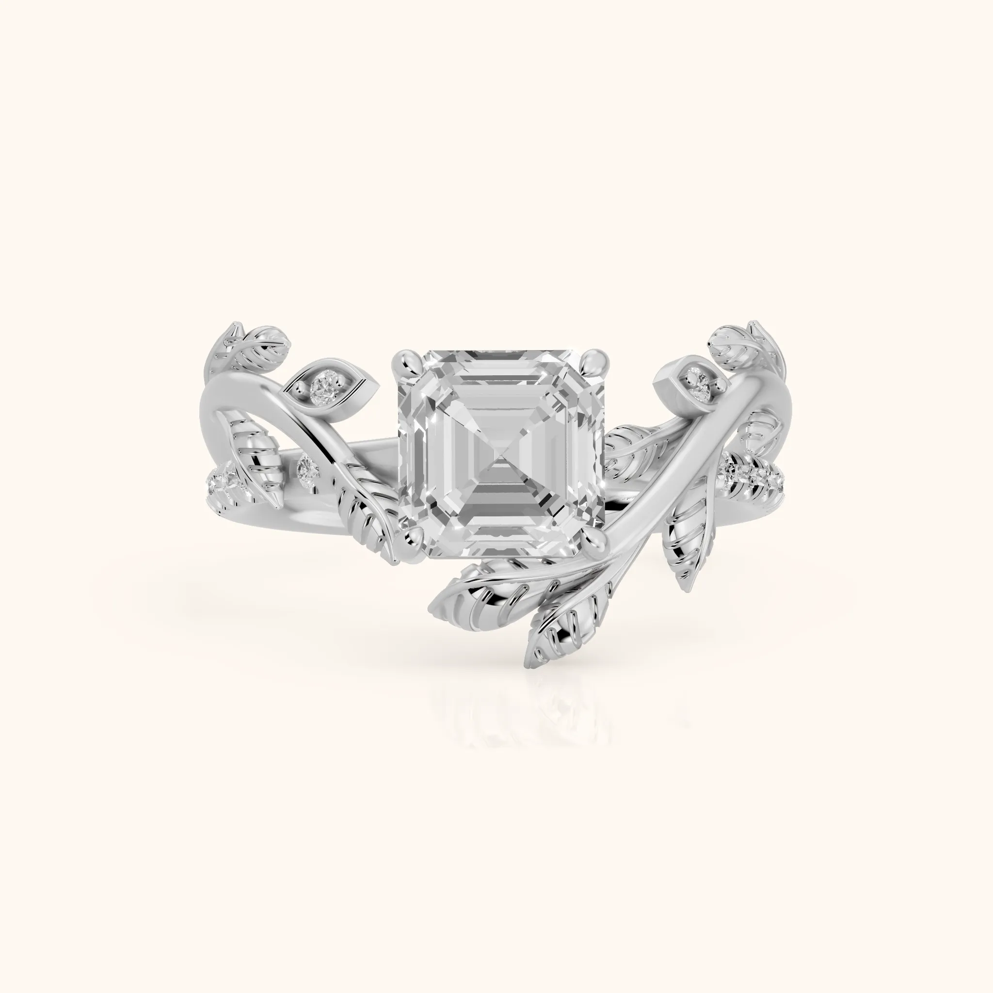 Solana Vine Bypass Asscher Diamond Engagement Ring in Silver — view 1
