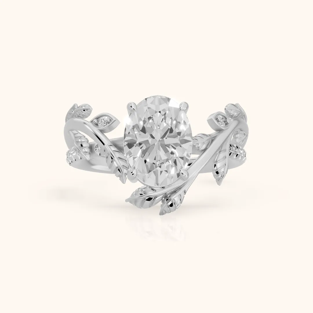 Solana Vine Bypass Oval Diamond Engagement Ring in Silver — view 2