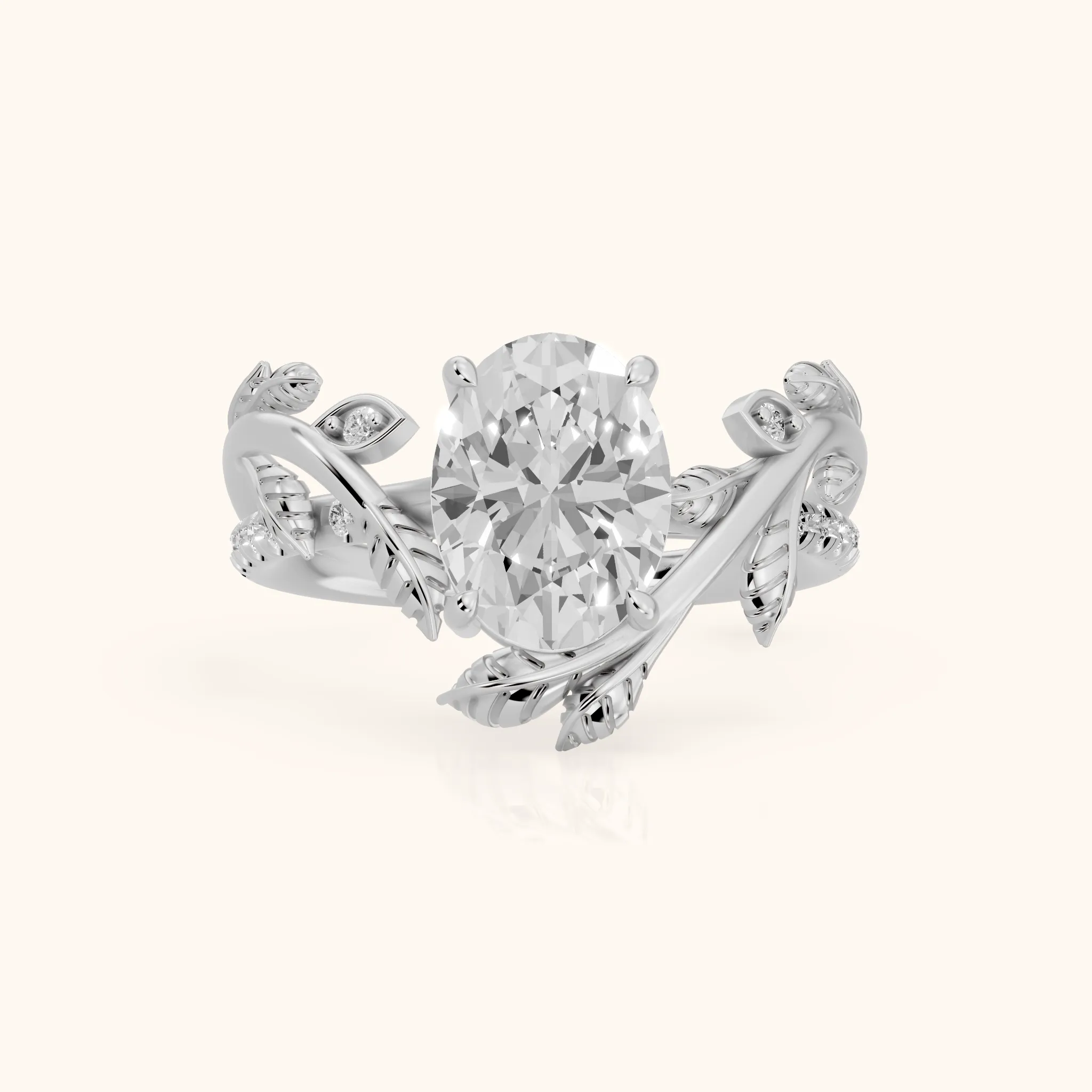 Solana Vine Bypass Oval Diamond Engagement Ring in Silver — view 1