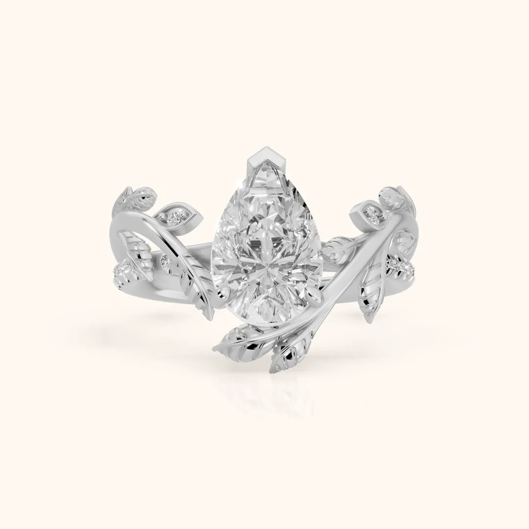 Solana Vine Bypass Pear Diamond Engagement Ring in Silver — view 2