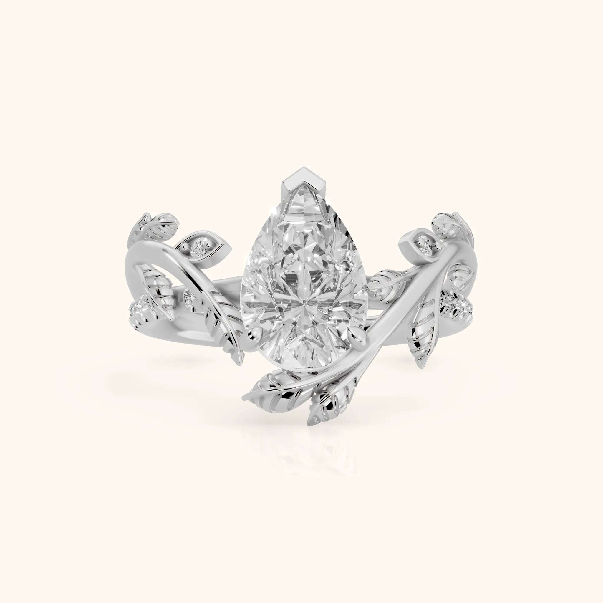Solana Vine Bypass Pear Diamond Engagement Ring in Silver — view 1